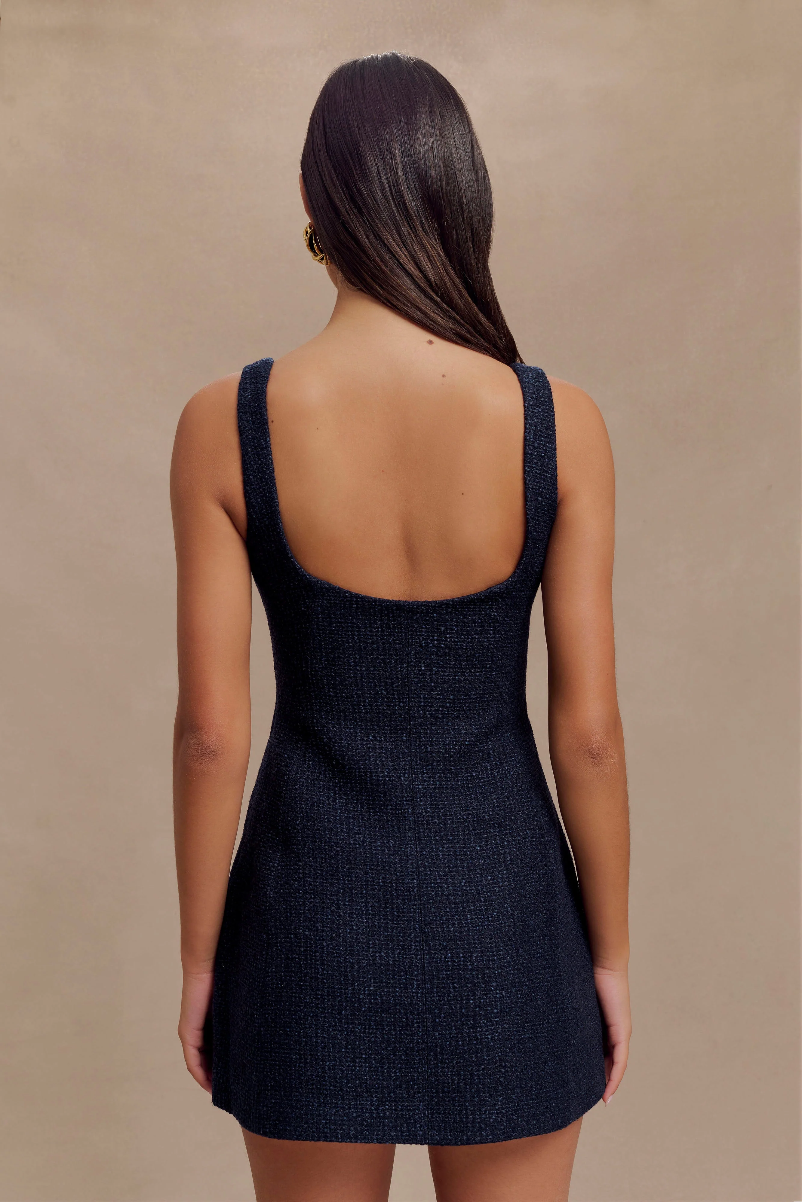 Beth Boucle Mini Dress - Navy - necksoother