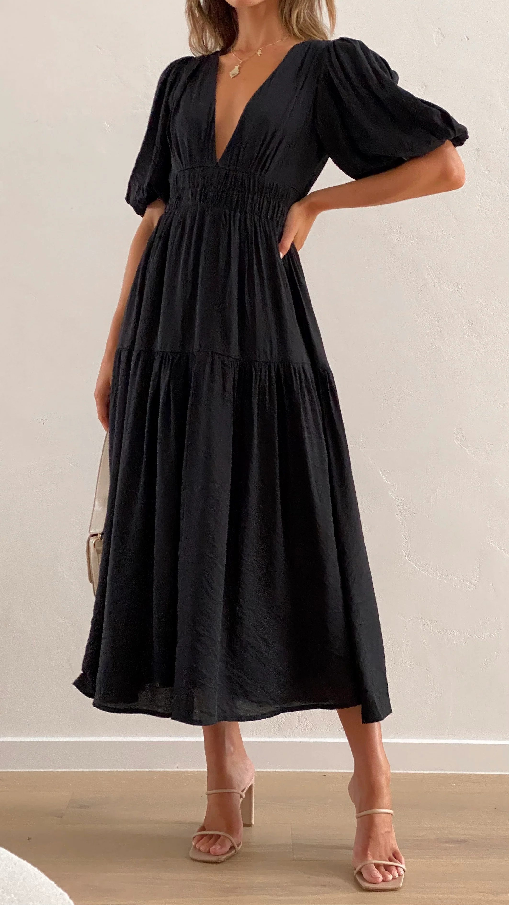 Erin Midi Dress - Black - necksoother