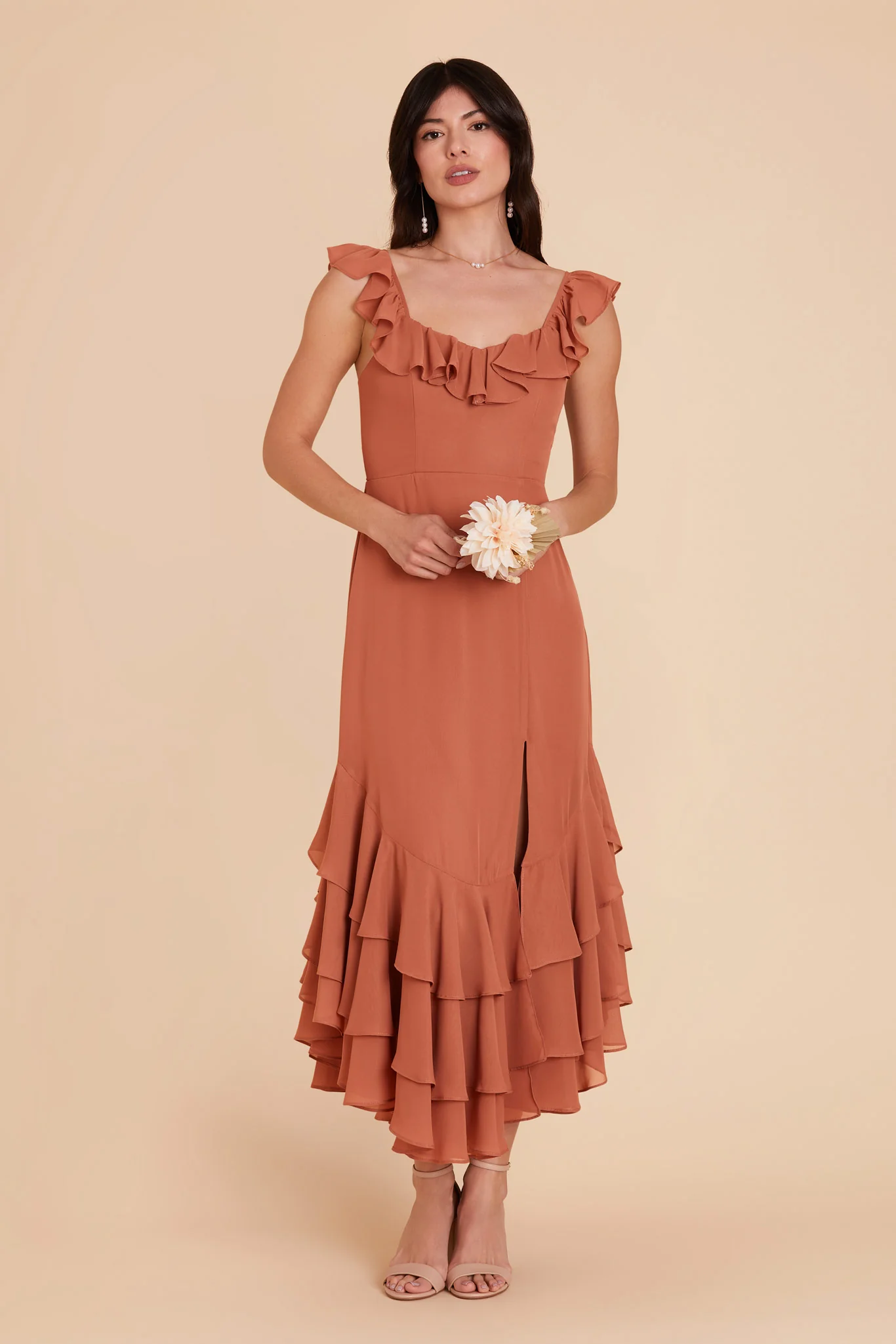 Ginny Chiffon Dress - Terracotta - necksoother