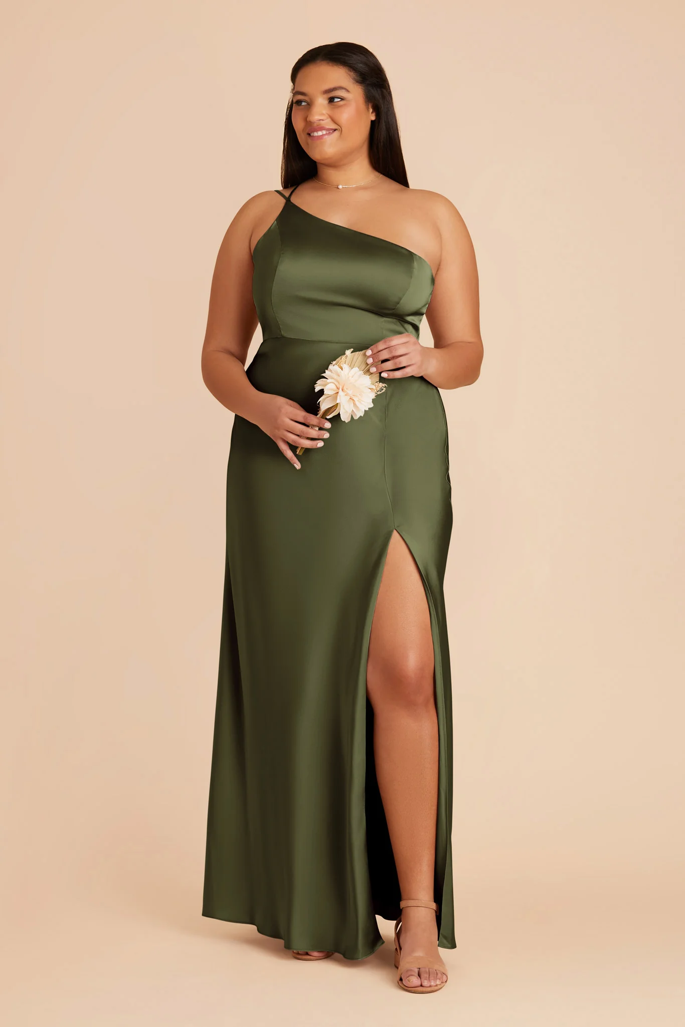 Kensie Matte Satin Dress - Olive - necksoother