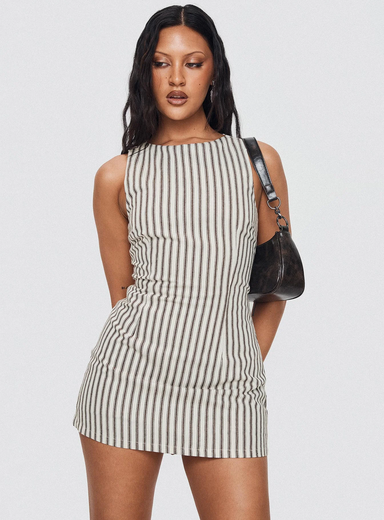 Yumiko Romper Brown Stripe - necksoother