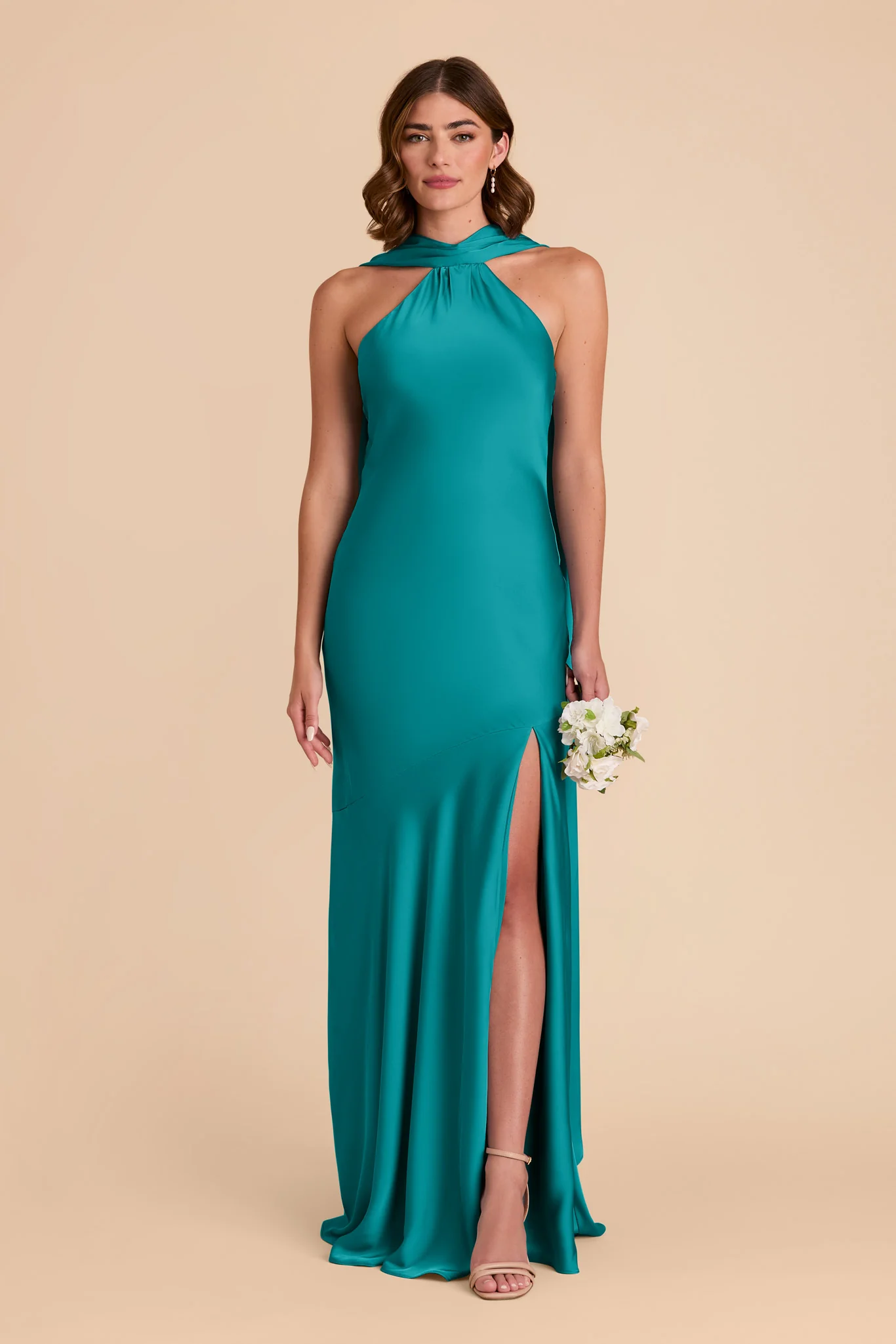 Eileen Matte Satin Dress - Teal - necksoother