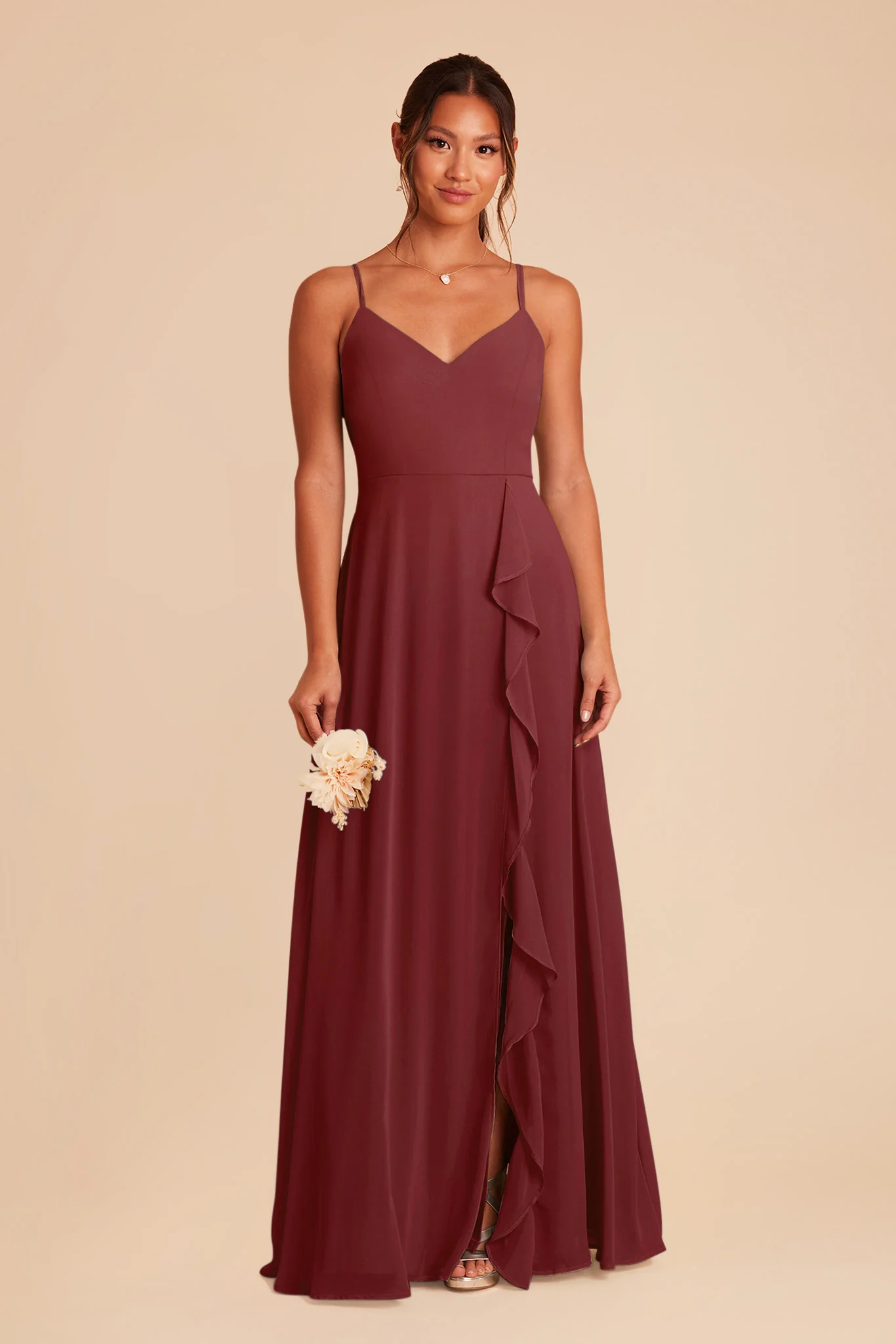 Theresa Chiffon Dress - Rosewood - necksoother