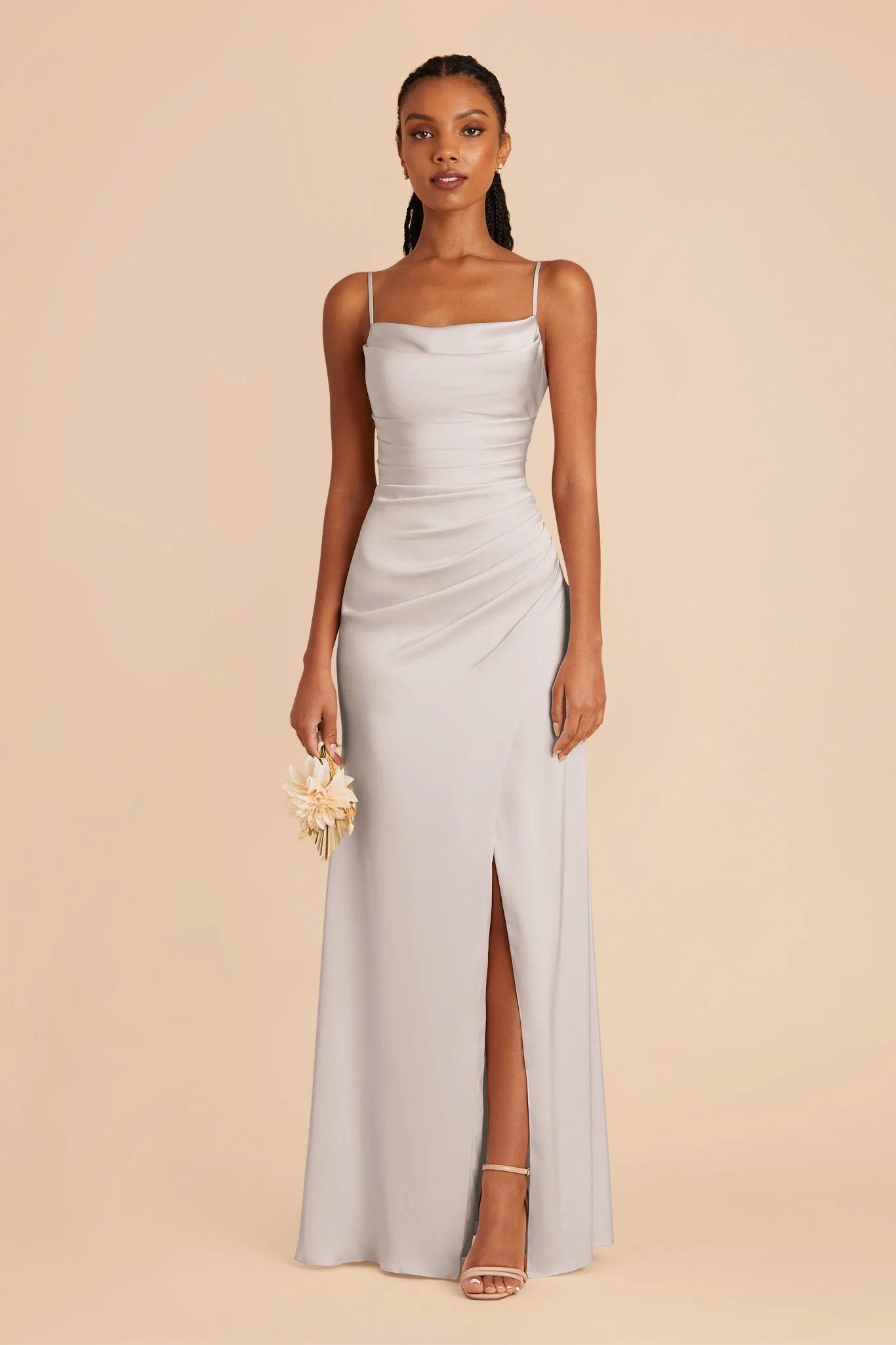 Lydia Matte Satin Dress - Platinum - necksoother
