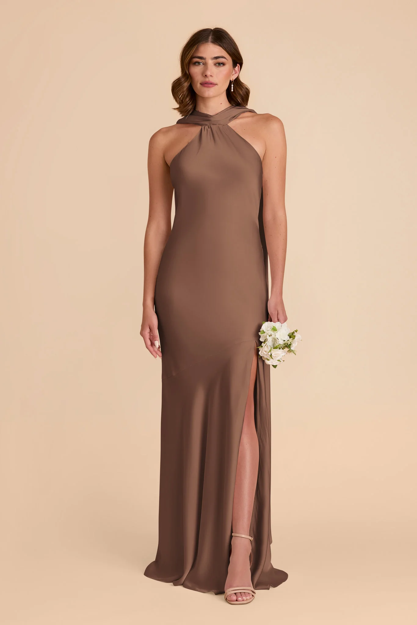 Eileen Matte Satin Dress - Mocha - necksoother