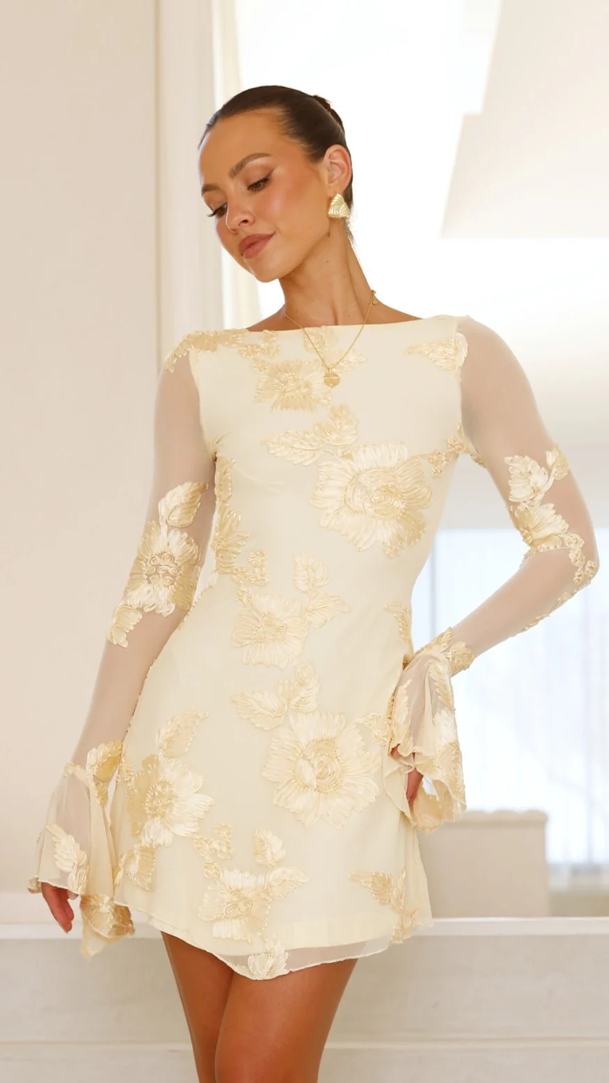 Lanesia Mini Dress - Yellow - necksoother