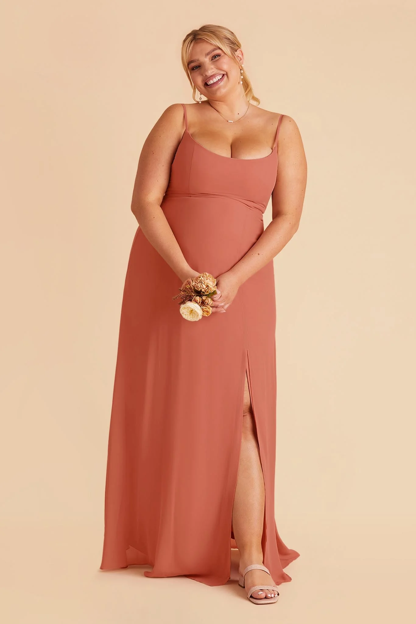 Amy Chiffon Dress - Terracotta - necksoother