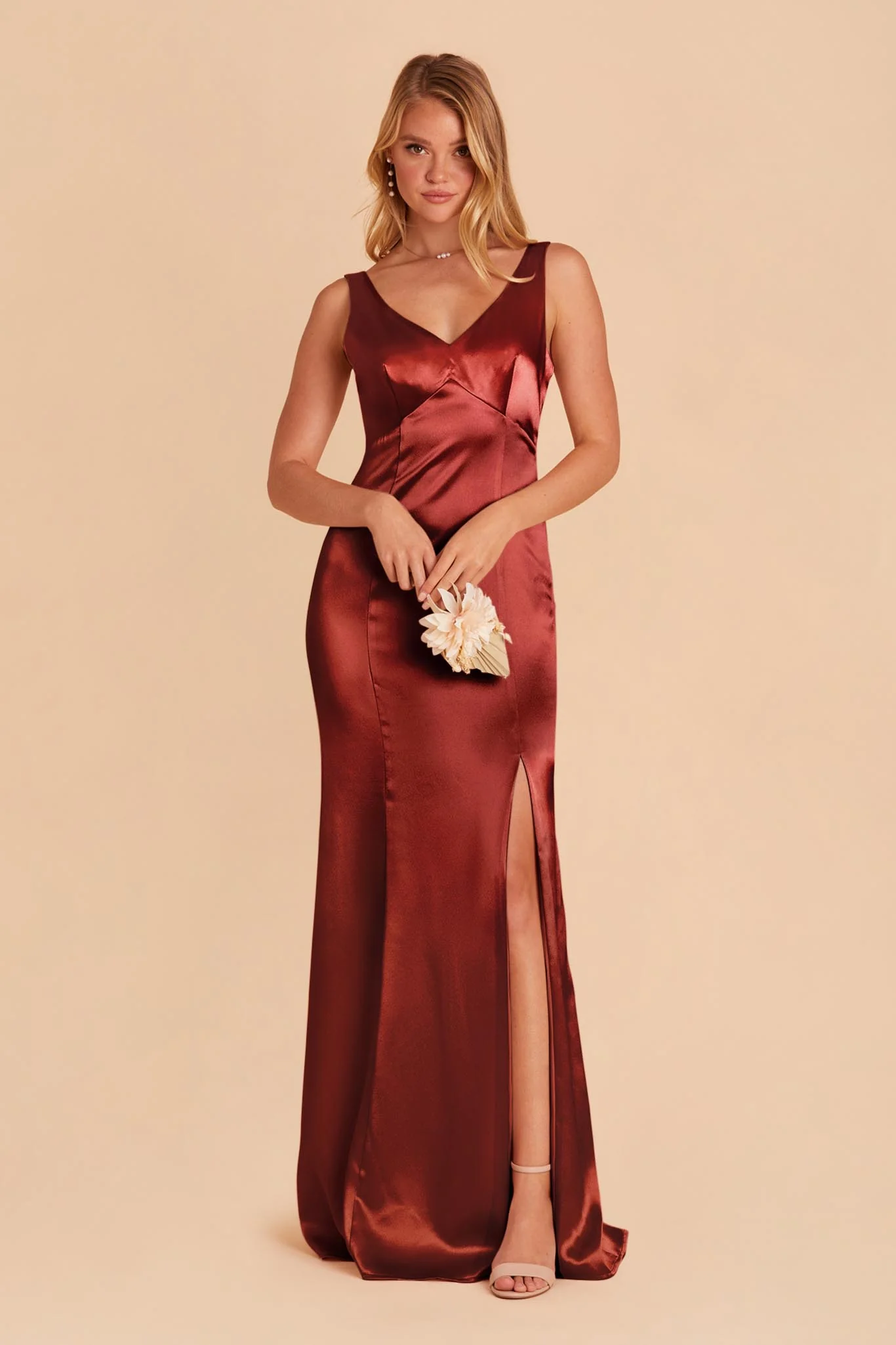 Gloria Shiny Satin Dress - Spice - necksoother