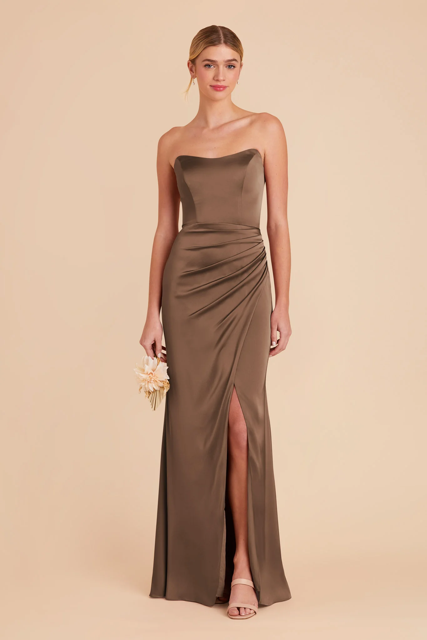 Anne Matte Satin Dress - Mocha - necksoother