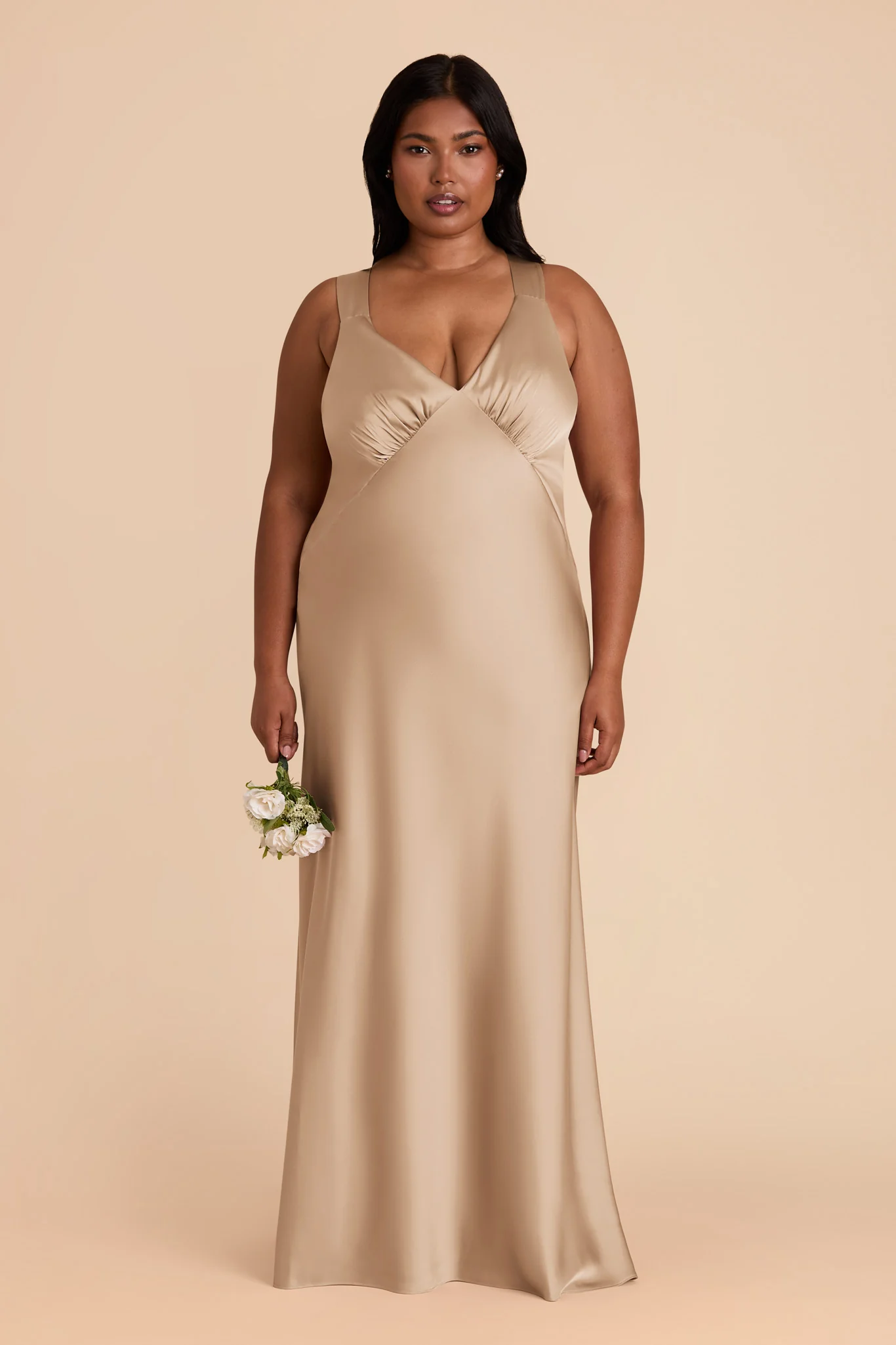 Veronica Matte Satin Dress - Gold - necksoother