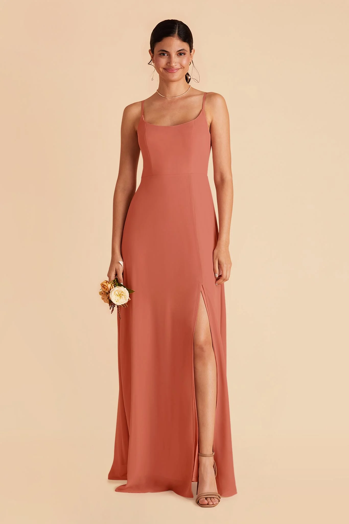 Amy Chiffon Dress - Terracotta - necksoother