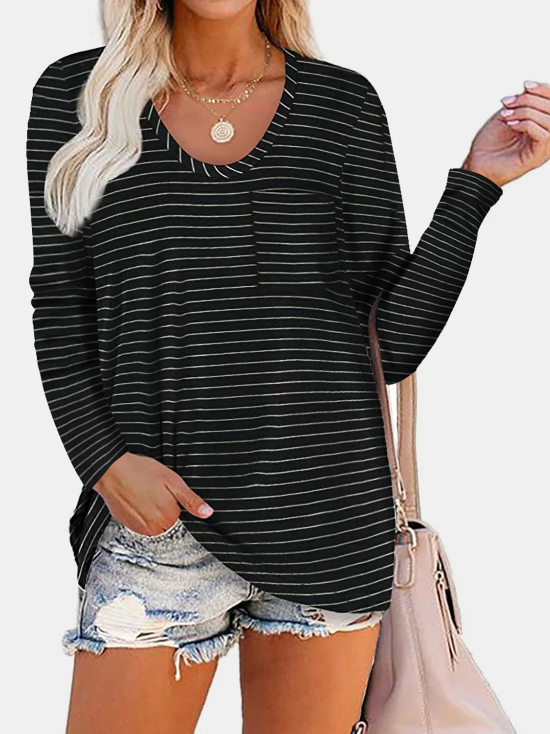 Round Neck Long Sleeve T-Shirt - necksoother
