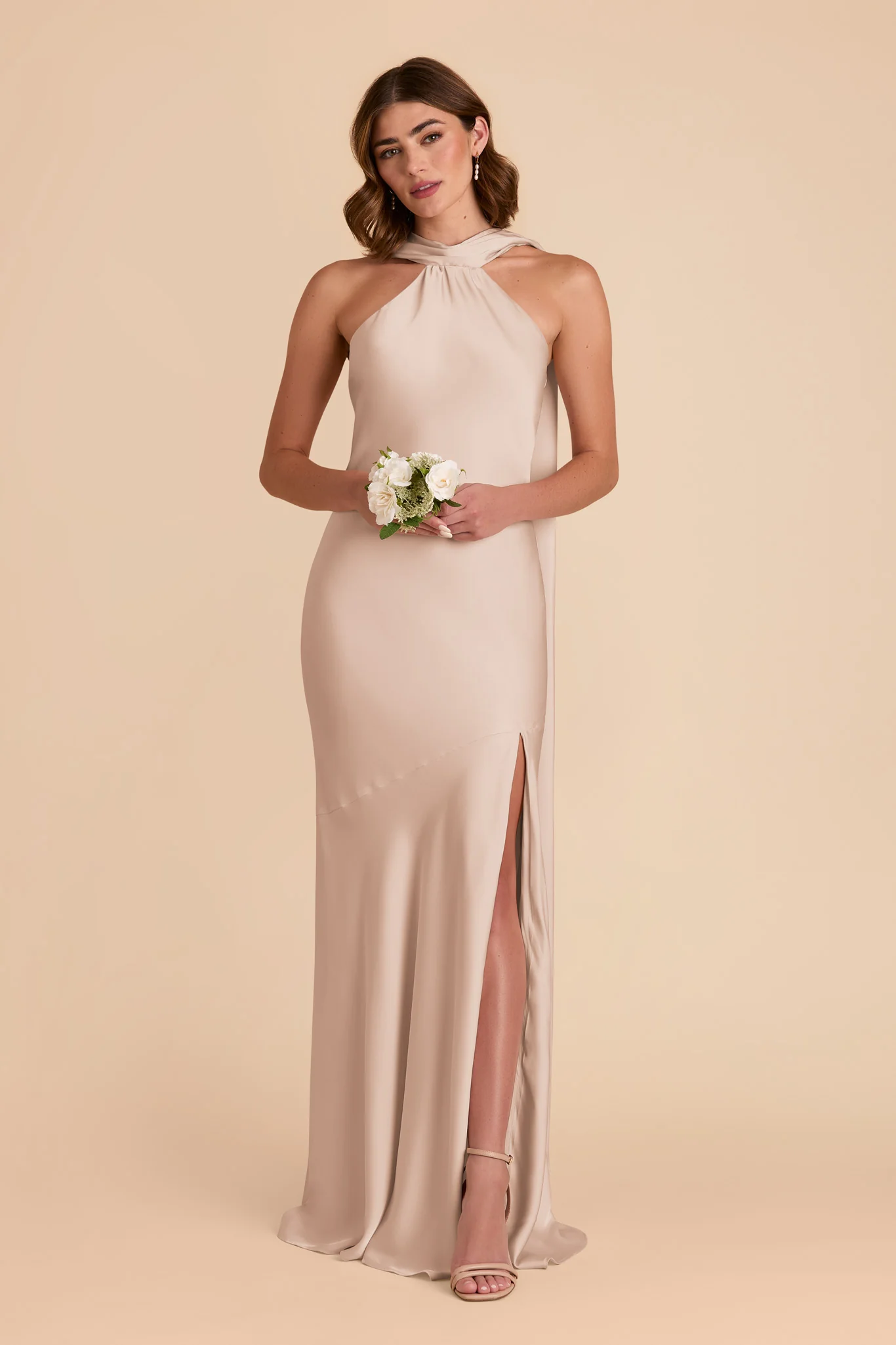 Eileen Matte Satin Dress - Taupe - necksoother