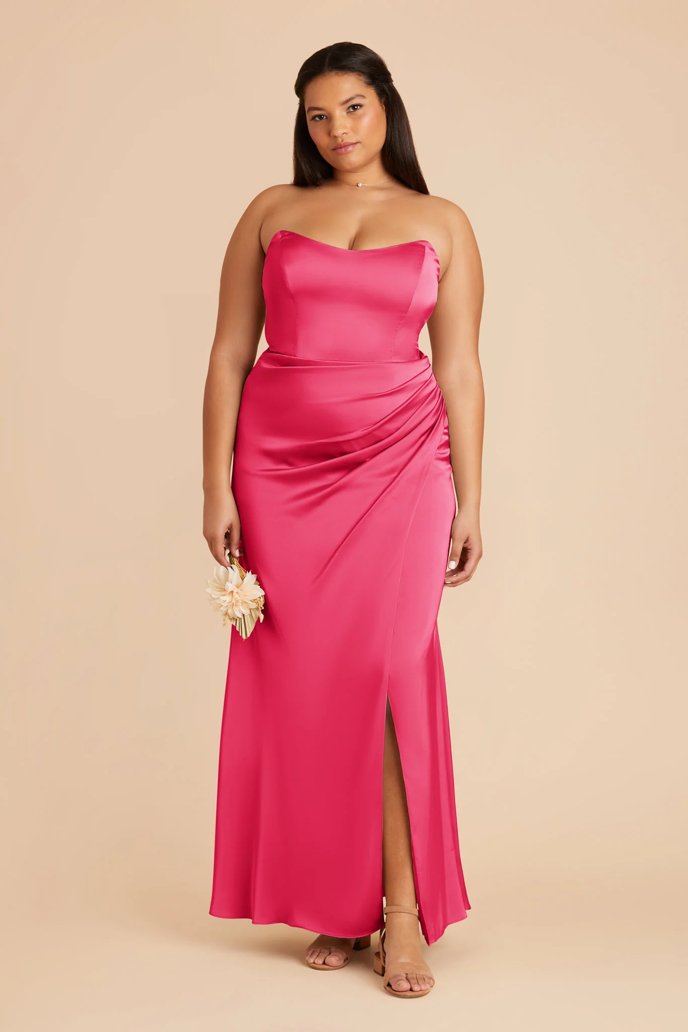 Anne Matte Satin Dress - Fuchsia - necksoother
