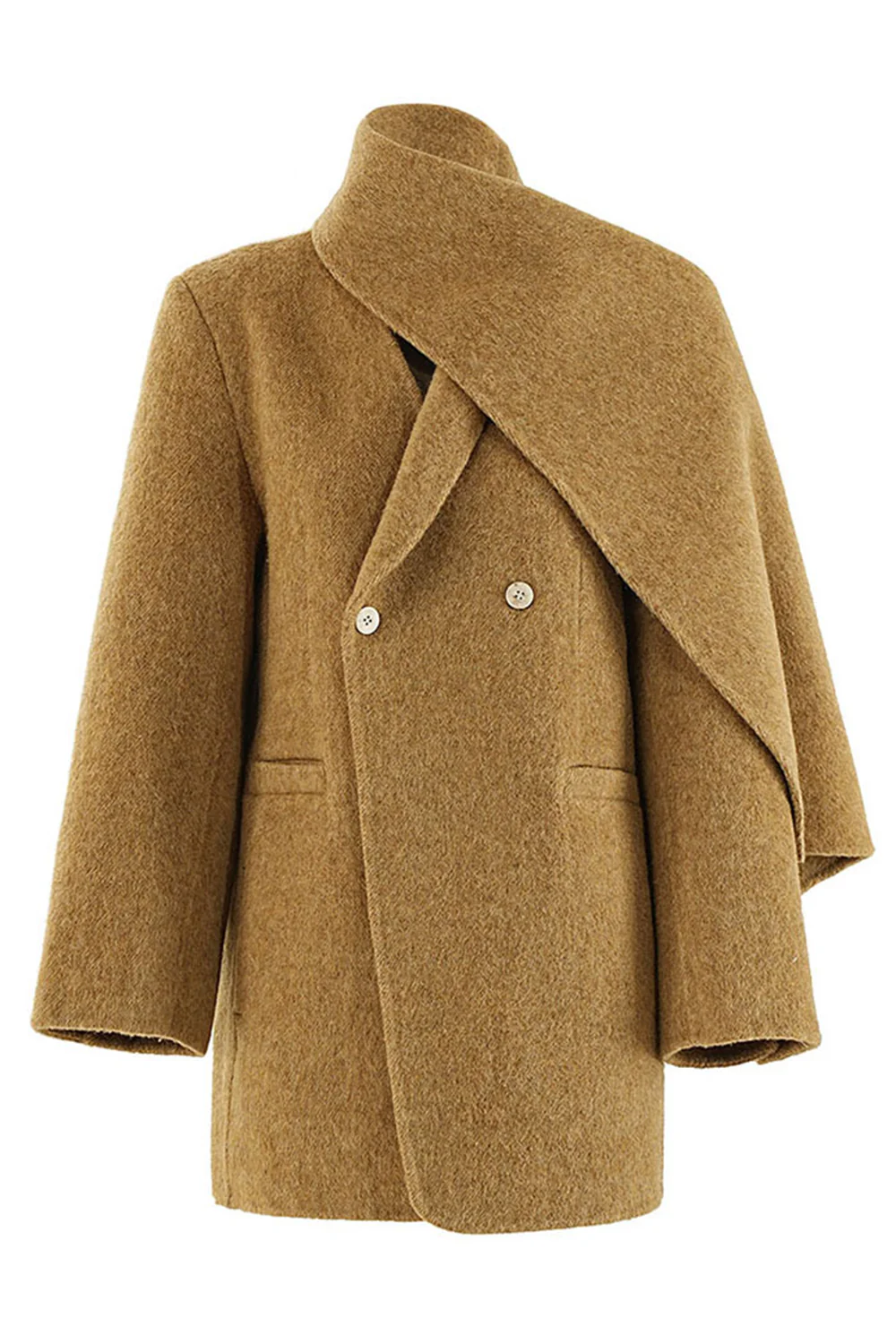 Kahki Faux Leather Wool Coat - necksoother