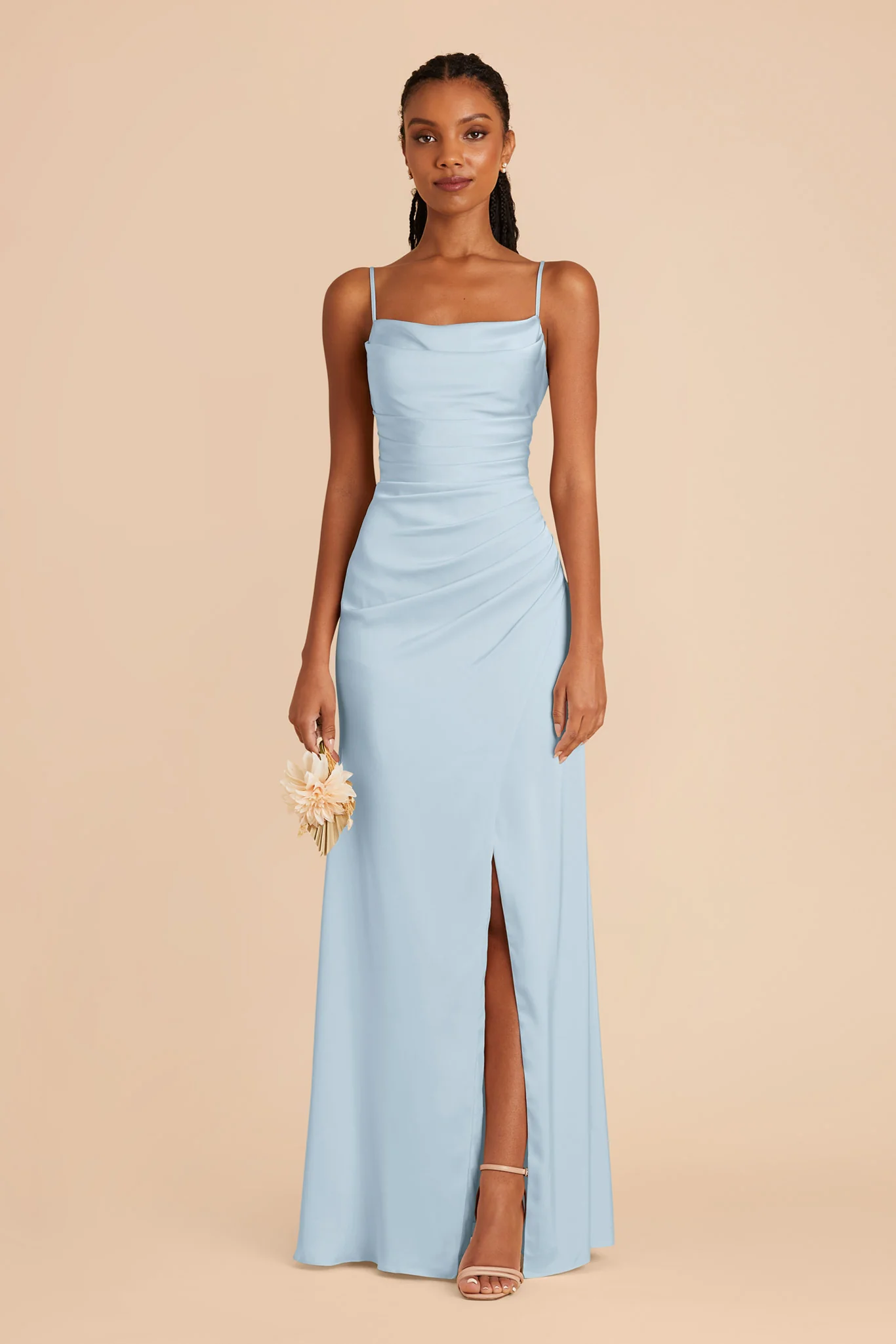 Lydia Matte Satin Dress - Mist Blue - necksoother