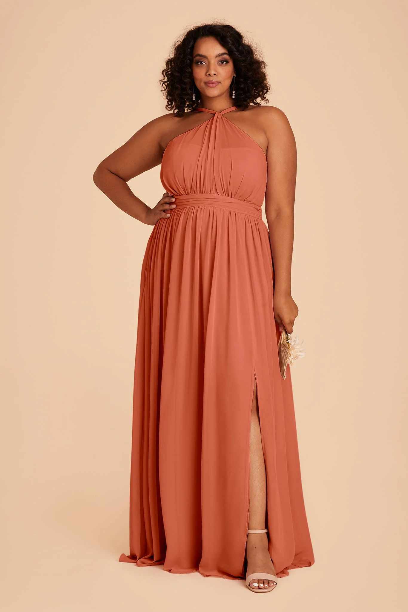 Kiko Chiffon Dress - Terracotta - necksoother