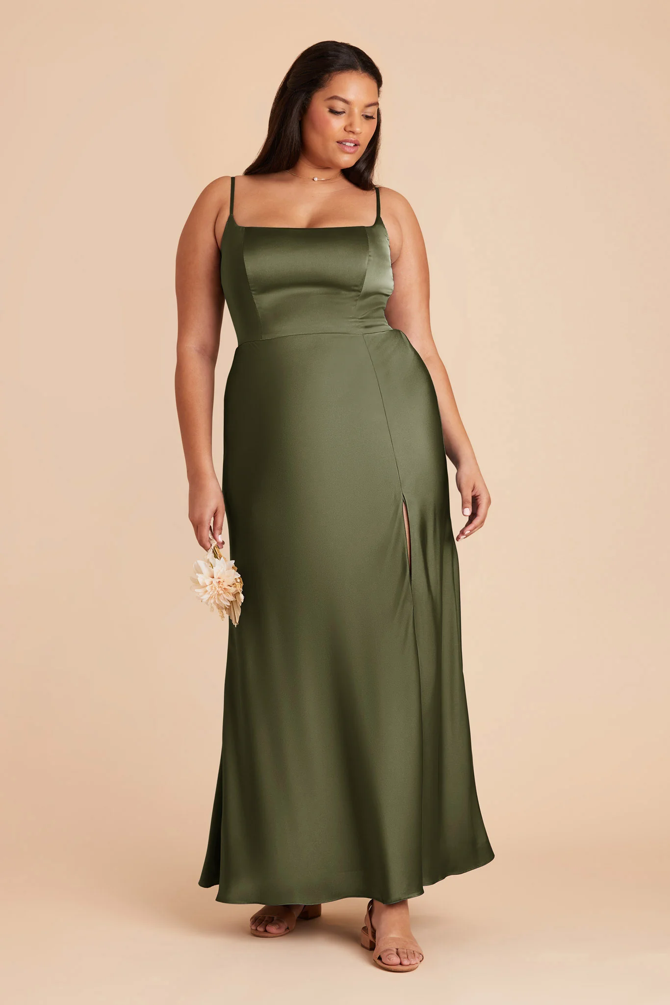 Mai Matte Satin Dress - Olive - necksoother