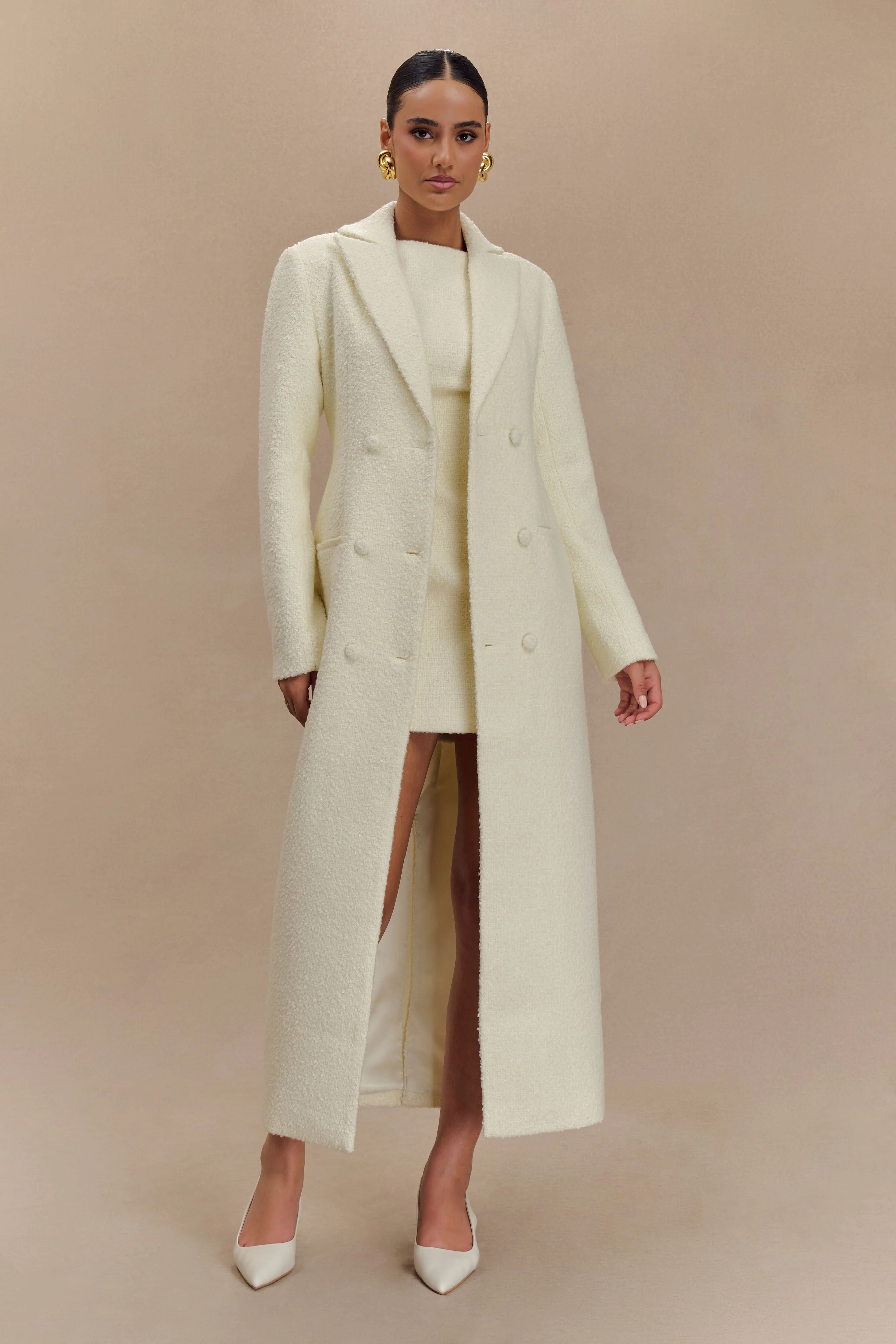 Carver Boucle Coat - Ivory - necksoother
