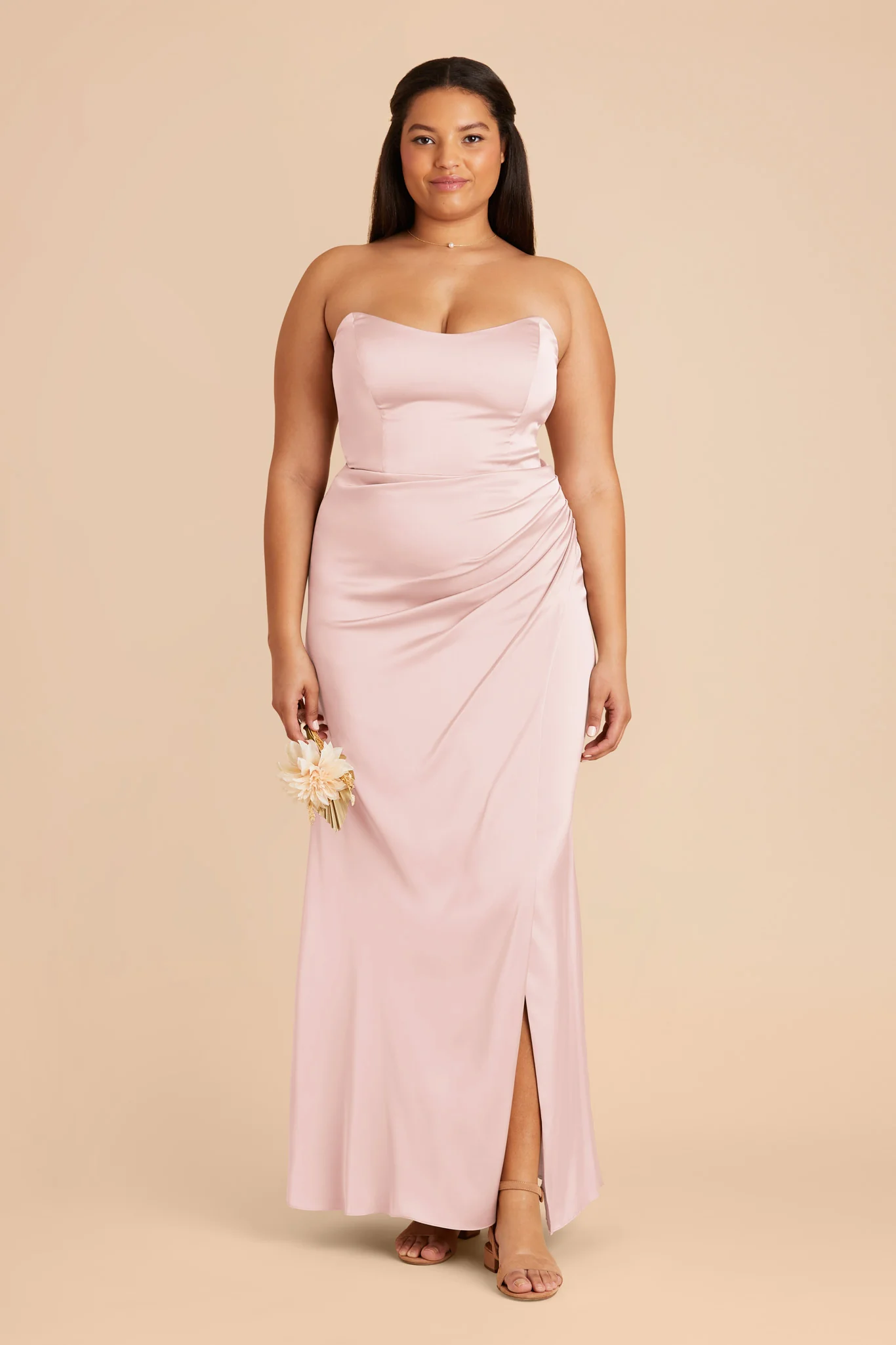 Anne Matte Satin Dress - Pale Blush - necksoother