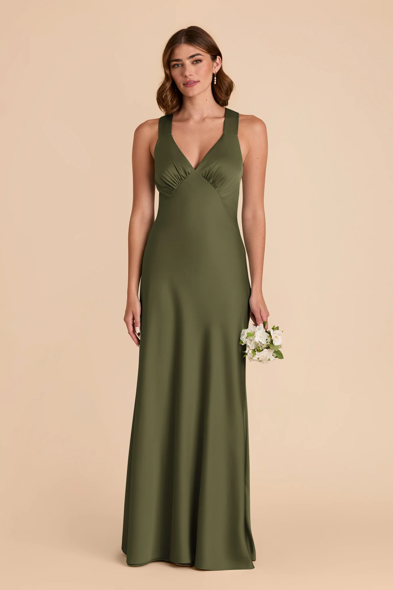 Veronica Matte Satin Dress - Olive - necksoother