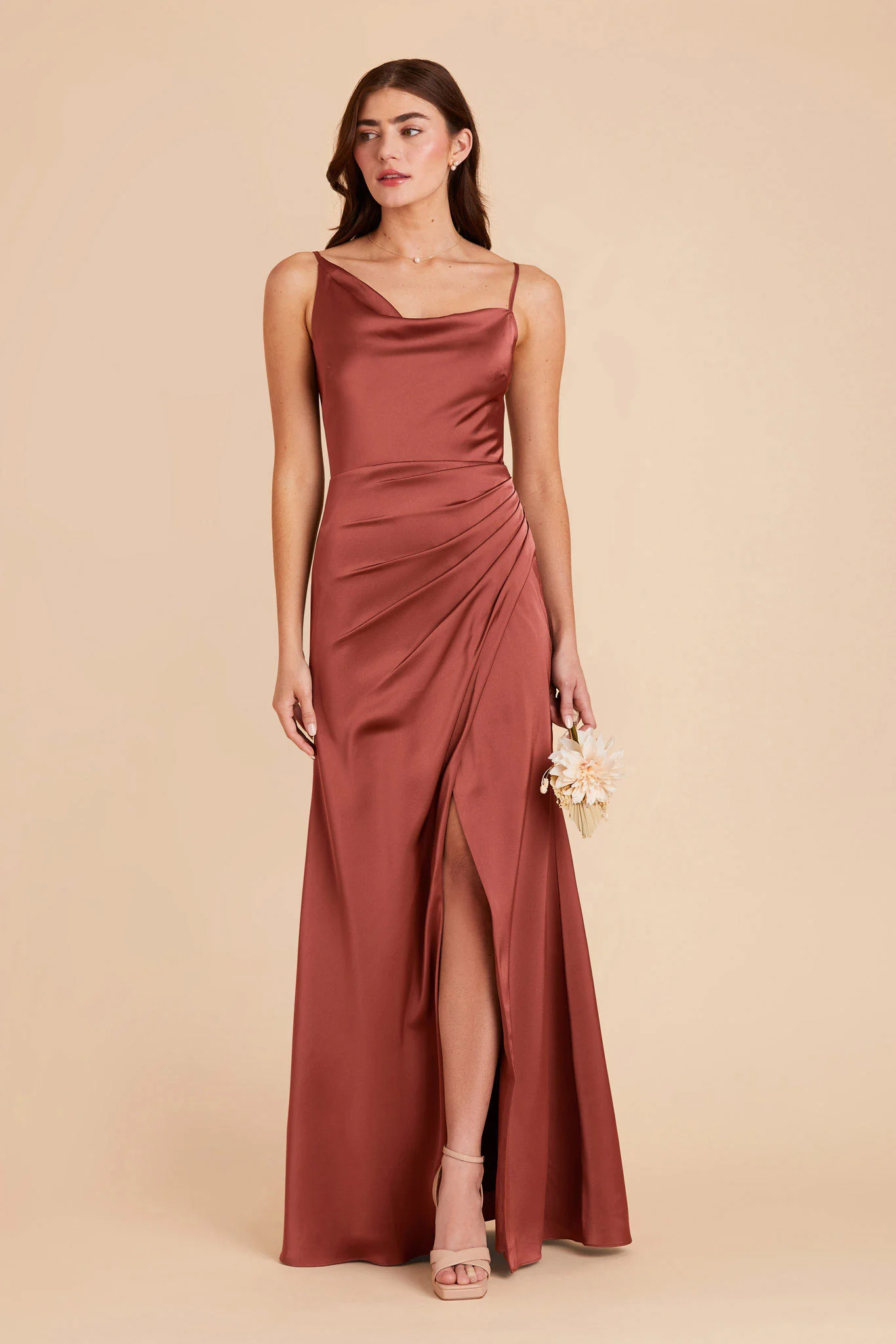Jennifer Matte Satin Dress - Spice - necksoother