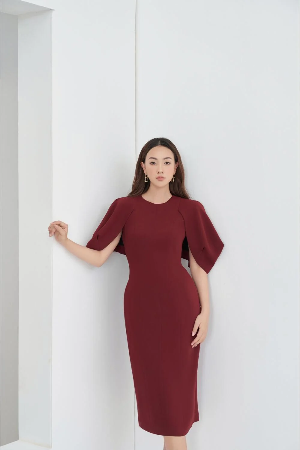 Shirina Cape Shoulders Dress - necksoother