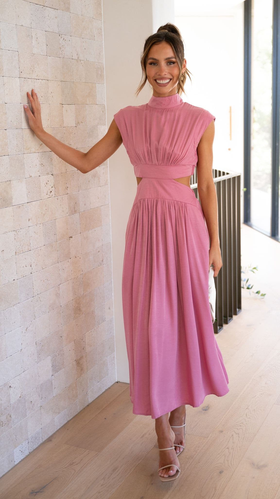 Cindie Midi Dress - Pink - necksoother