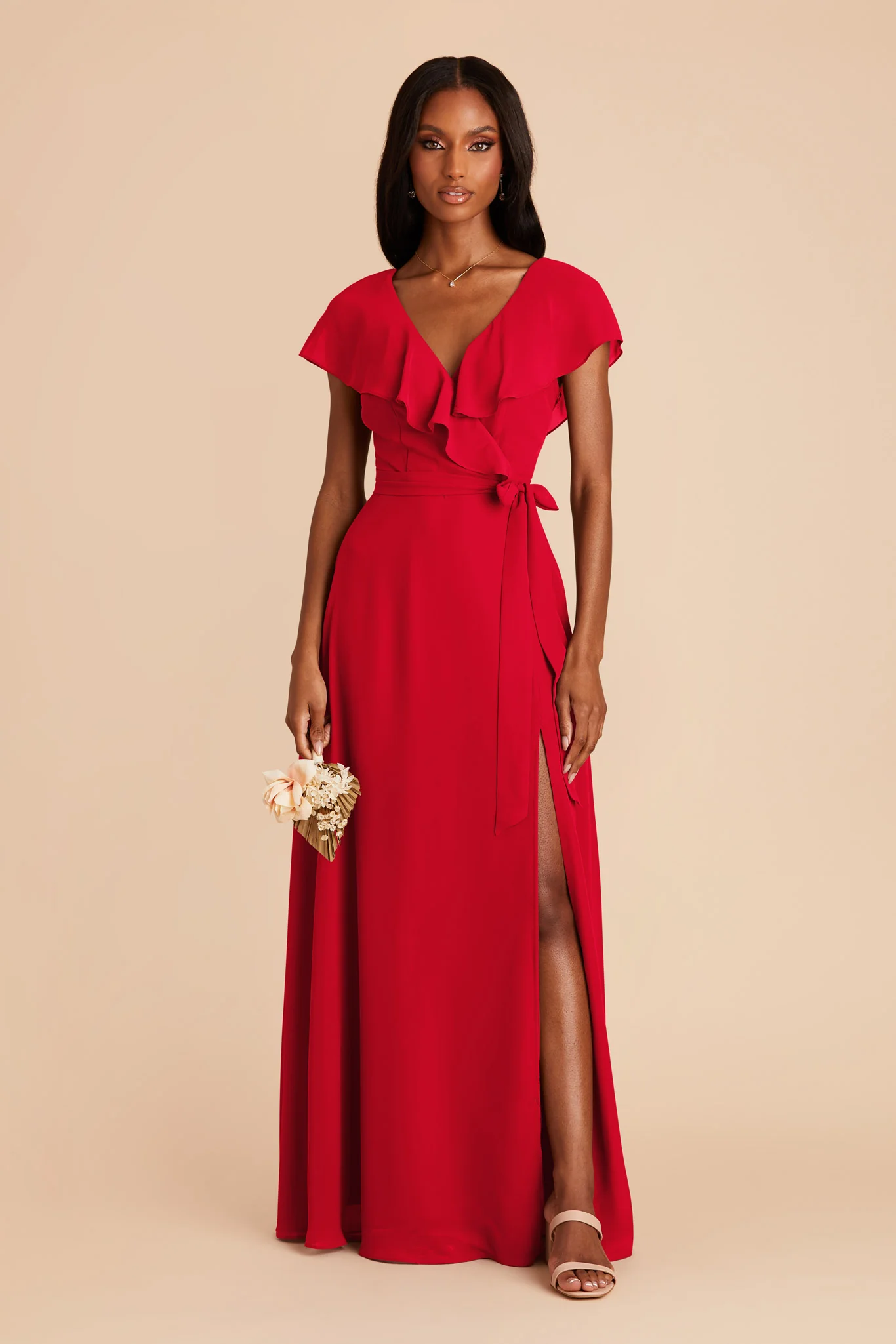 Jackson Chiffon Dress - Ruby Red - necksoother