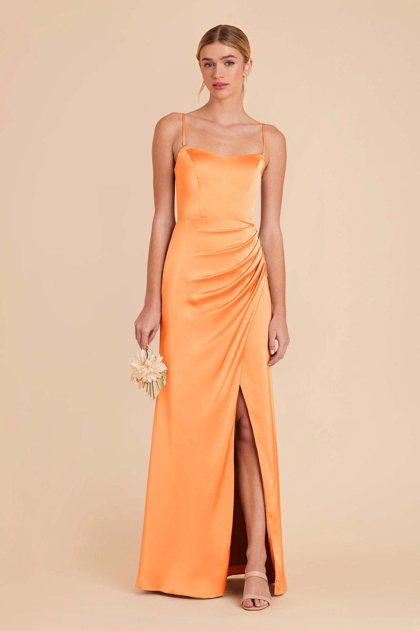 Anne Matte Satin Dress - Apricot - necksoother