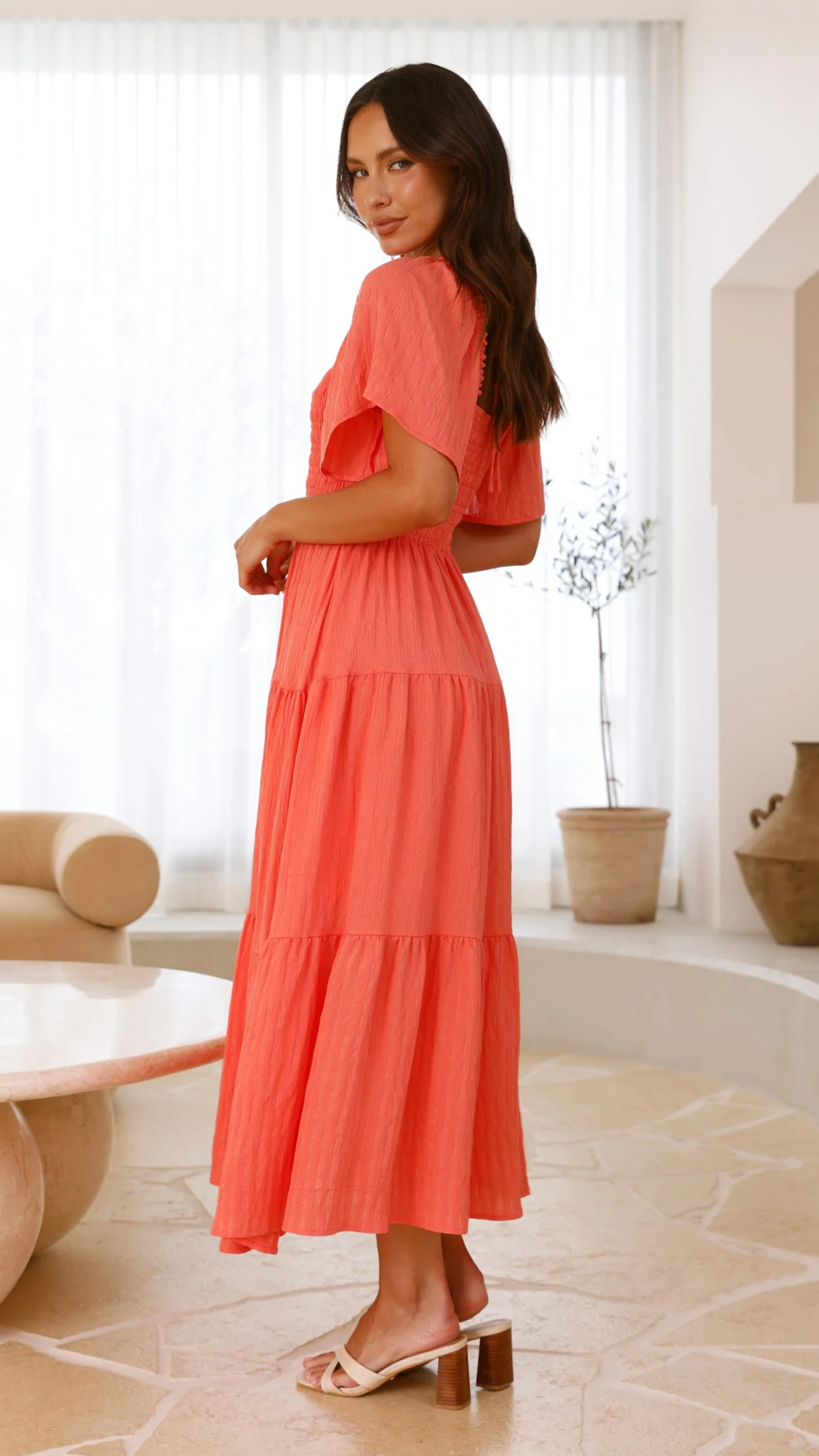 Lainey Midi Dress - Orange - necksoother