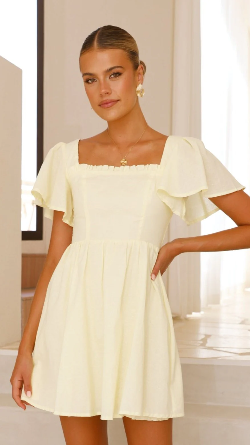 Pasha Mini Dress - Yellow - necksoother