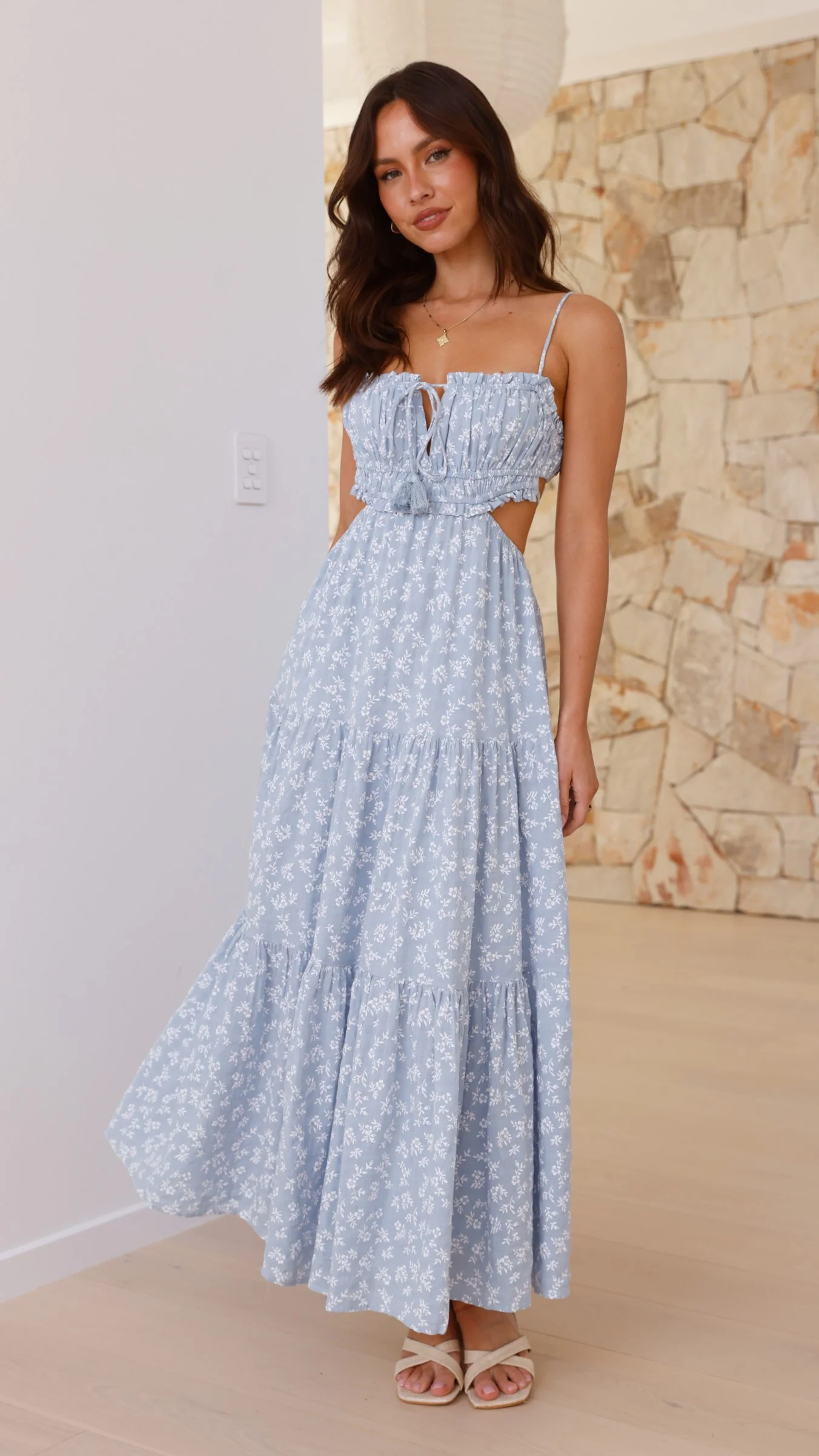 Vella Midi Dress - Blue Floral - necksoother