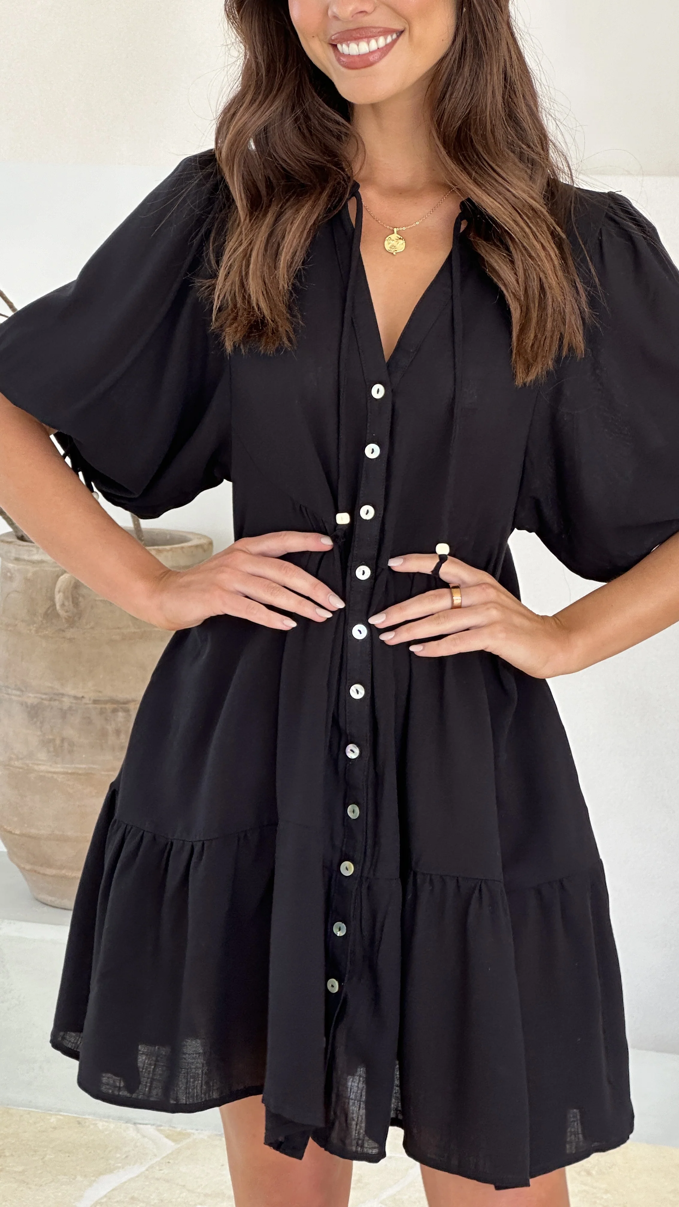 Tabitha Mini Dress - Black - necksoother