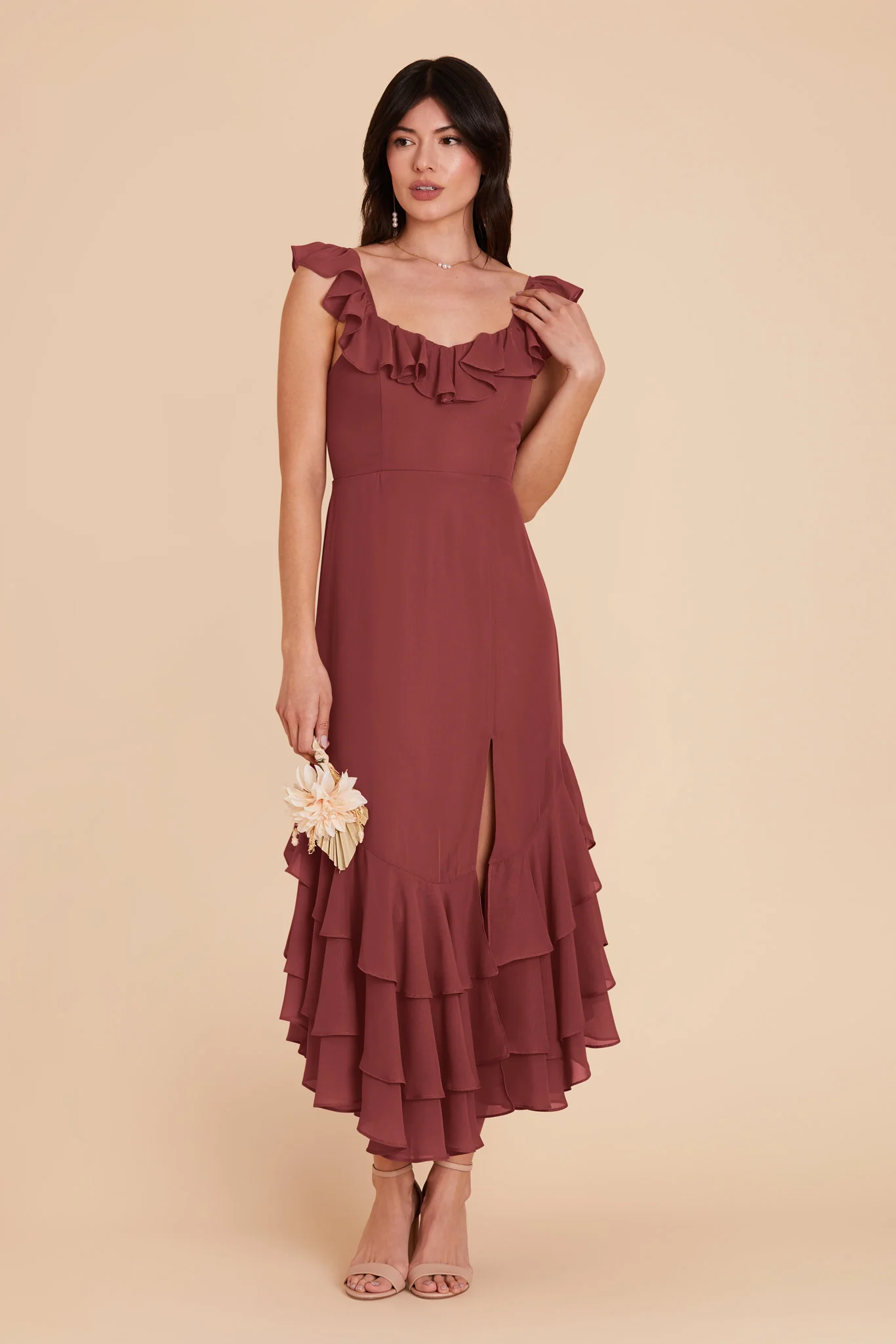 Ginny Chiffon Dress - Rosewood - necksoother