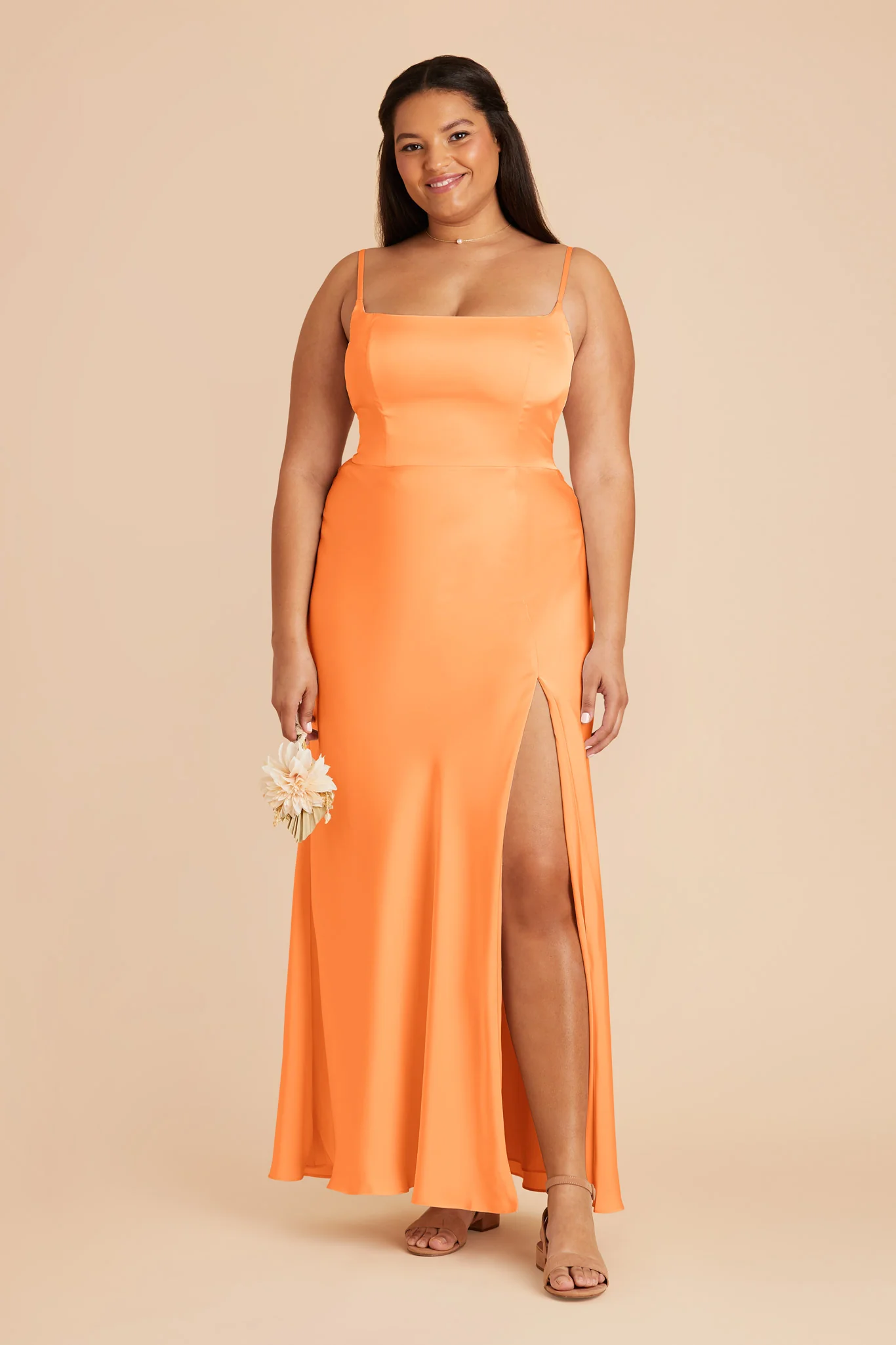Mai Matte Satin Dress - Apricot - necksoother