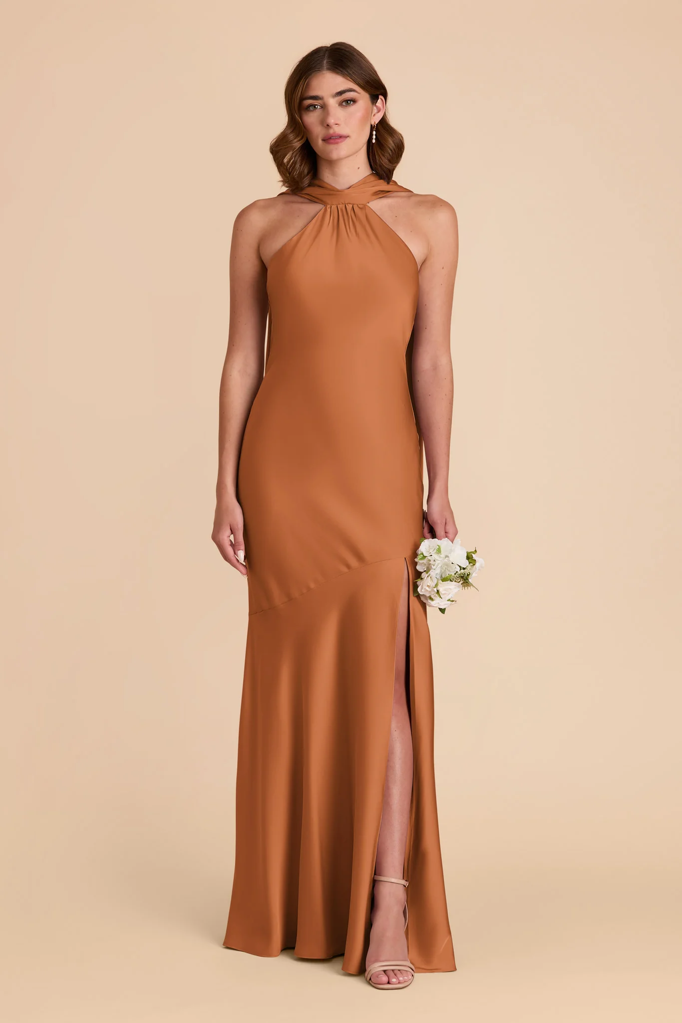 Eileen Matte Satin Dress - Rust - necksoother