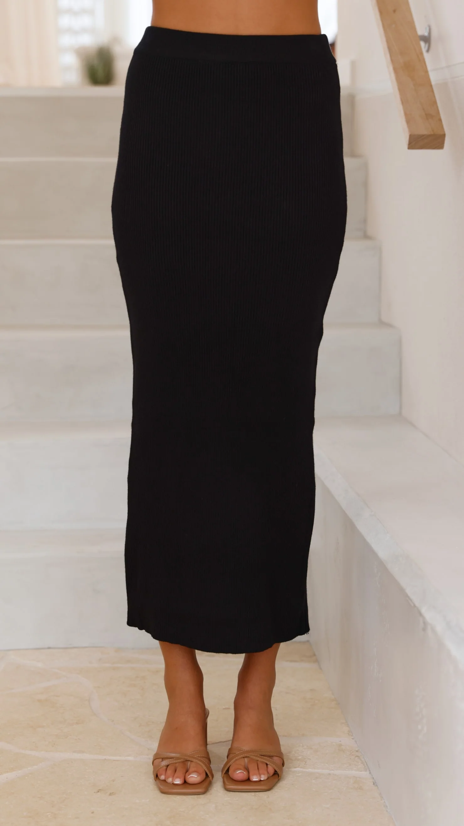 Cristo Knit Maxi Skirt - Black - necksoother
