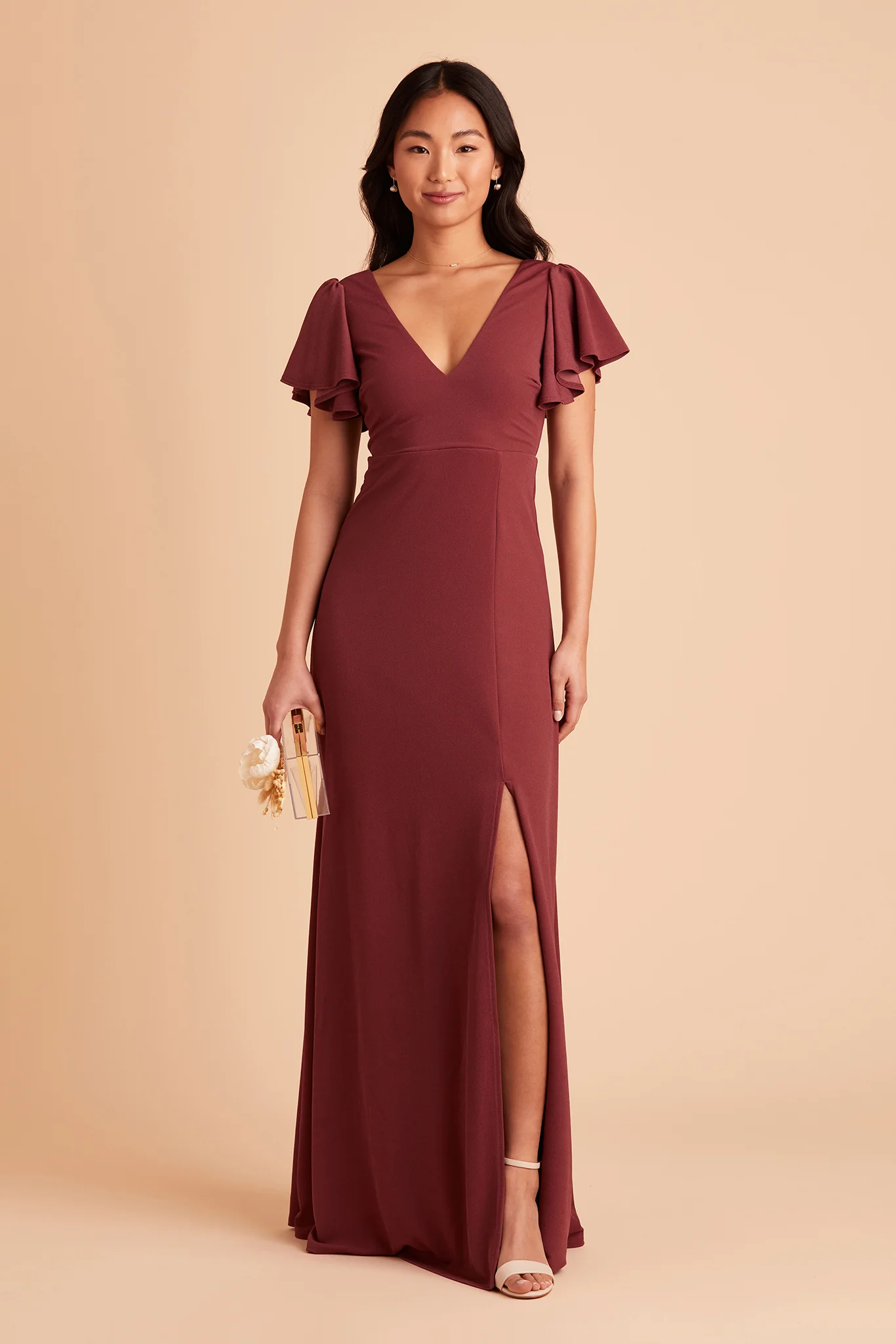 Hannah Crepe Dress - Rosewood - necksoother