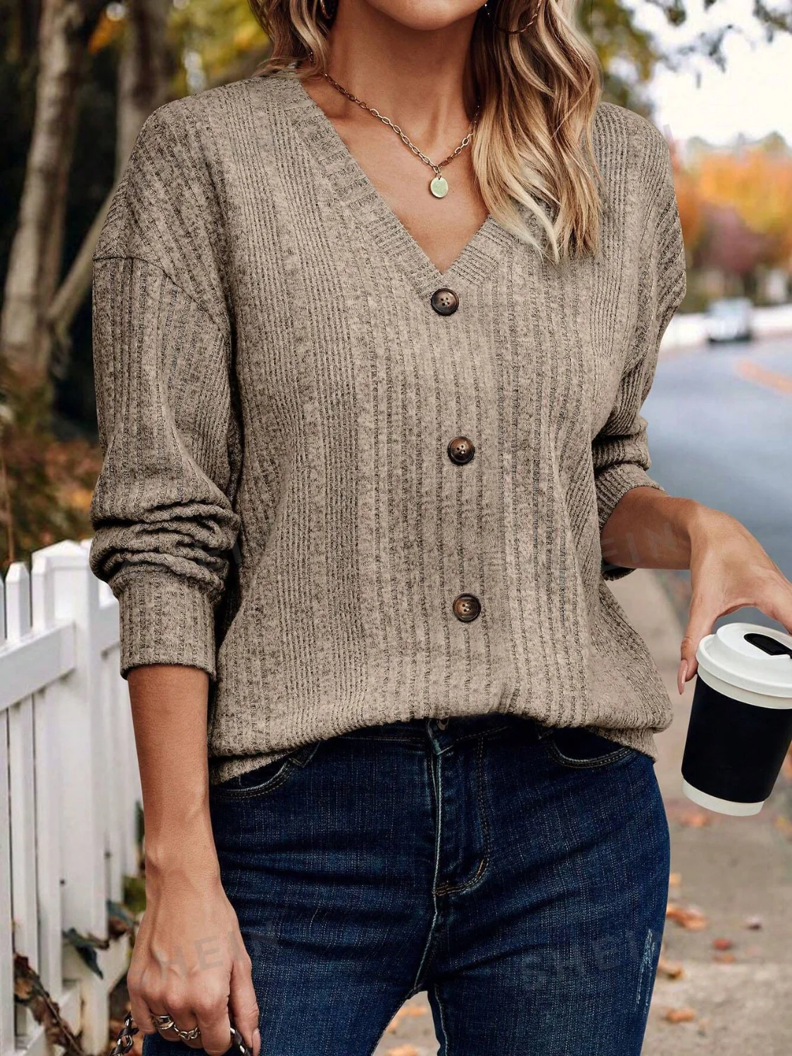 V-Neck Long Sleeve T-Shirt - necksoother