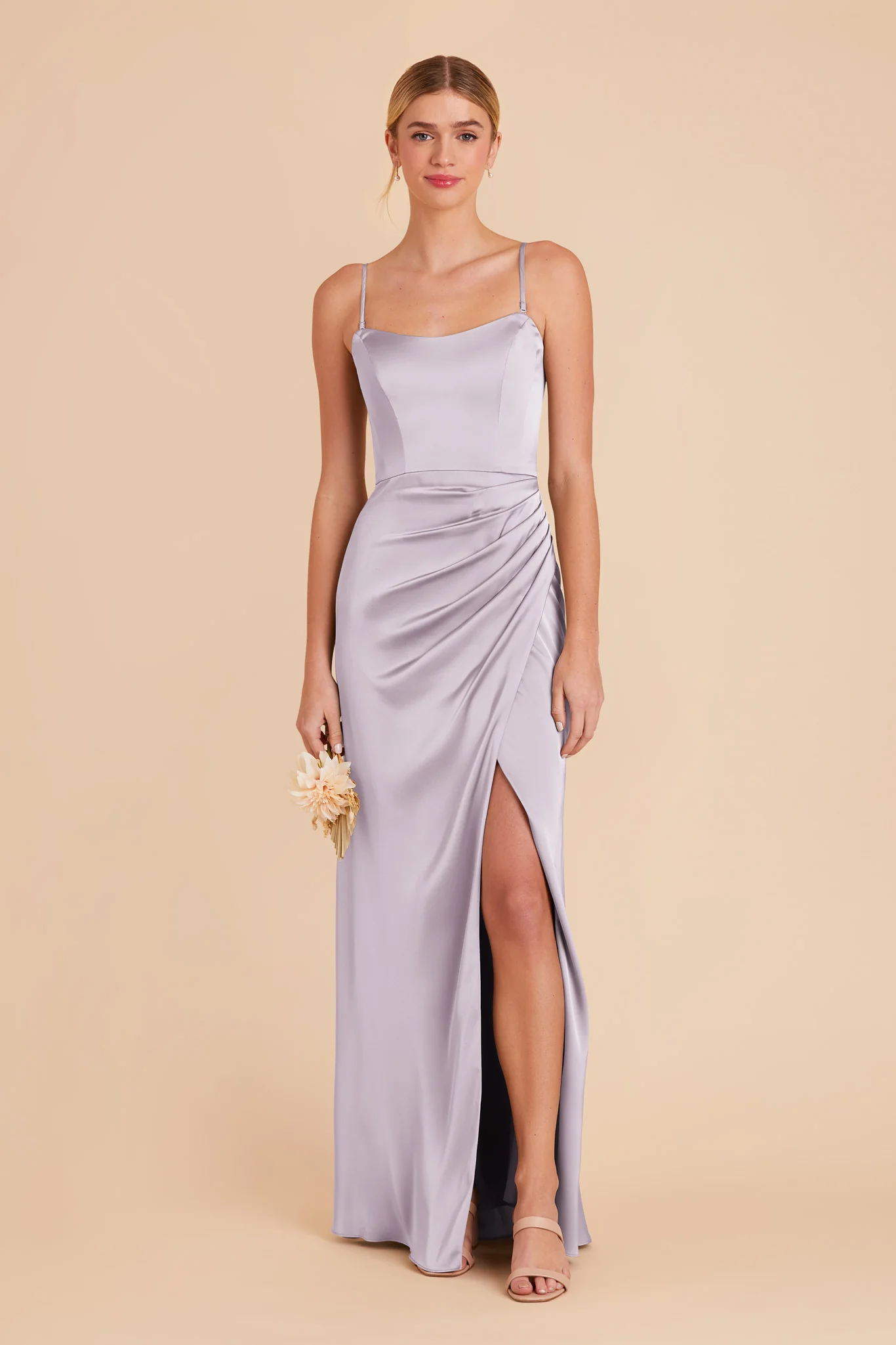Anne Matte Satin Dress - Dusty Lilac - necksoother
