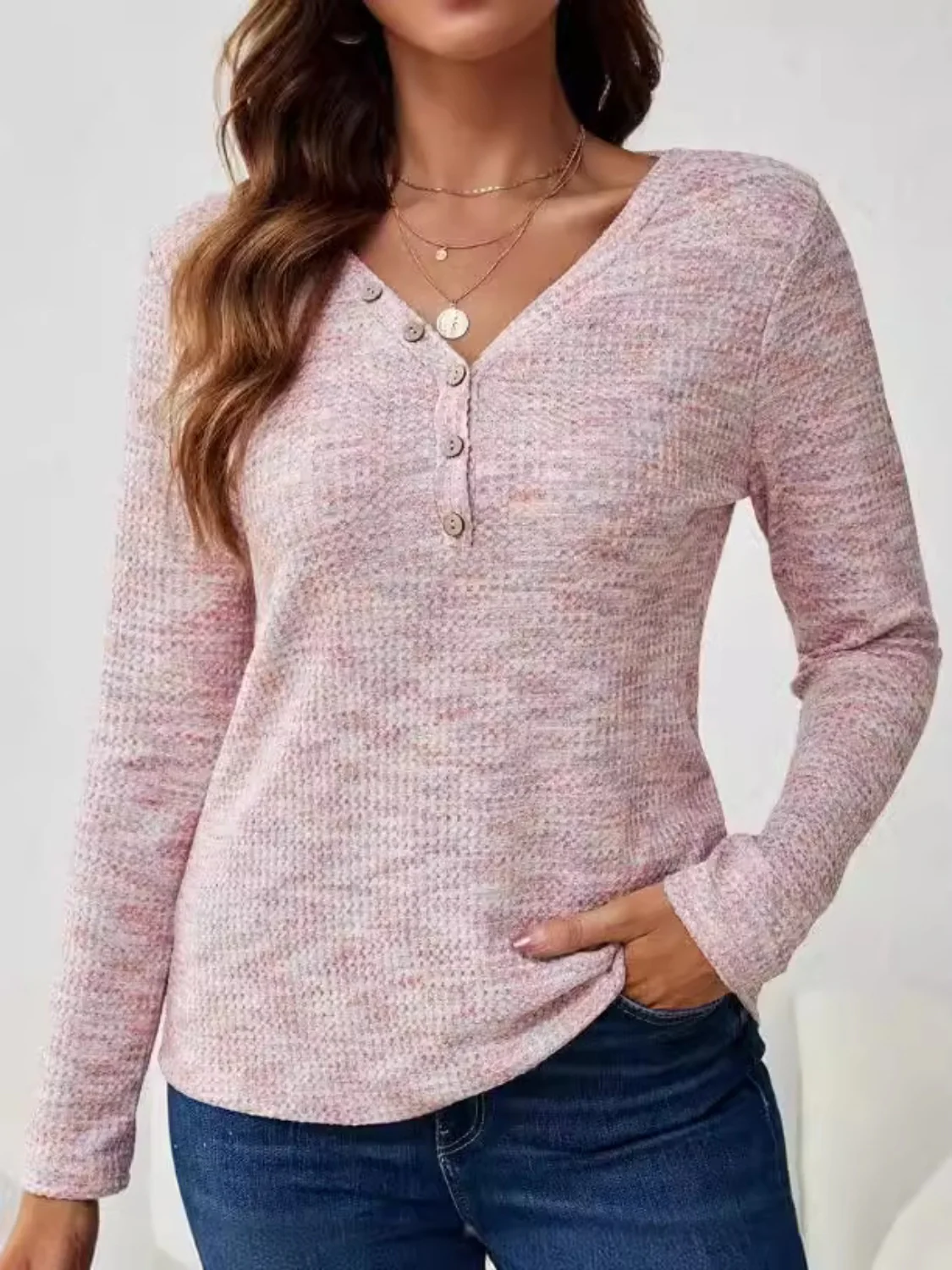 V-Neck Long Sleeve T-Shirt - necksoother
