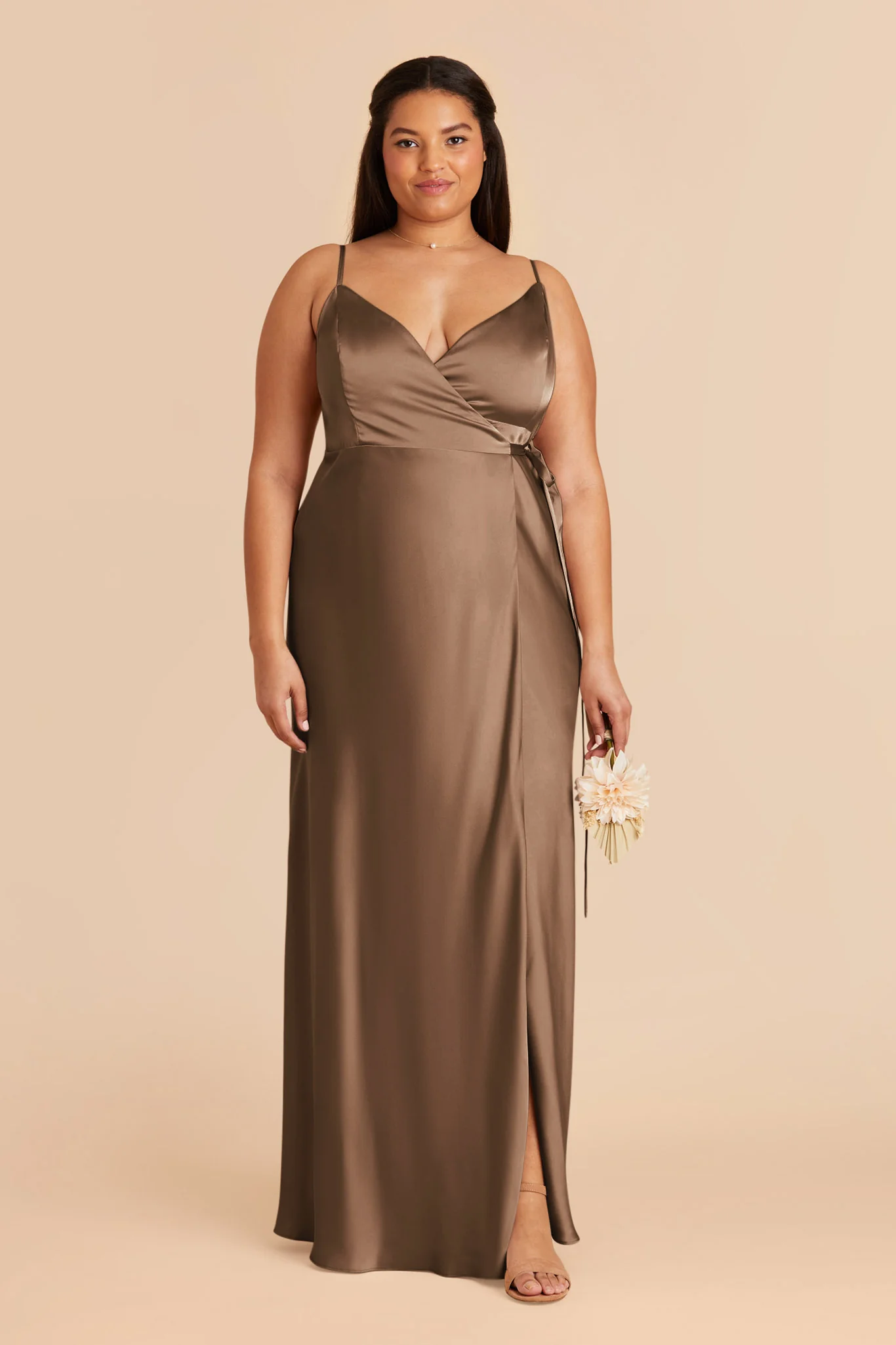 Cindy Matte Satin Dress - Mocha - necksoother