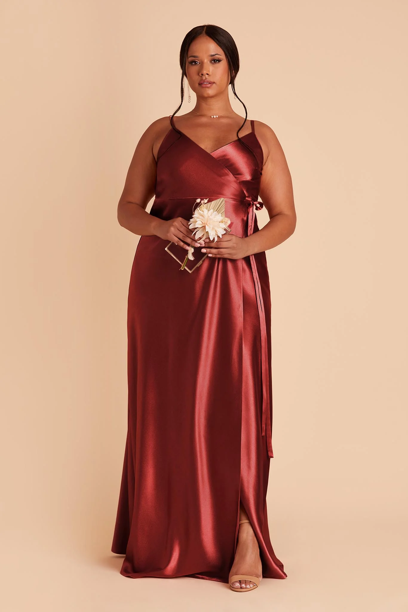 Cindy Shiny Satin Dress - Spice - necksoother