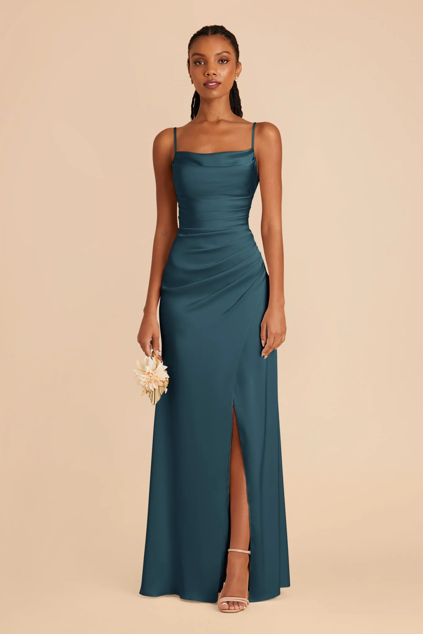 Lydia Matte Satin Dress - Dark Teal - necksoother