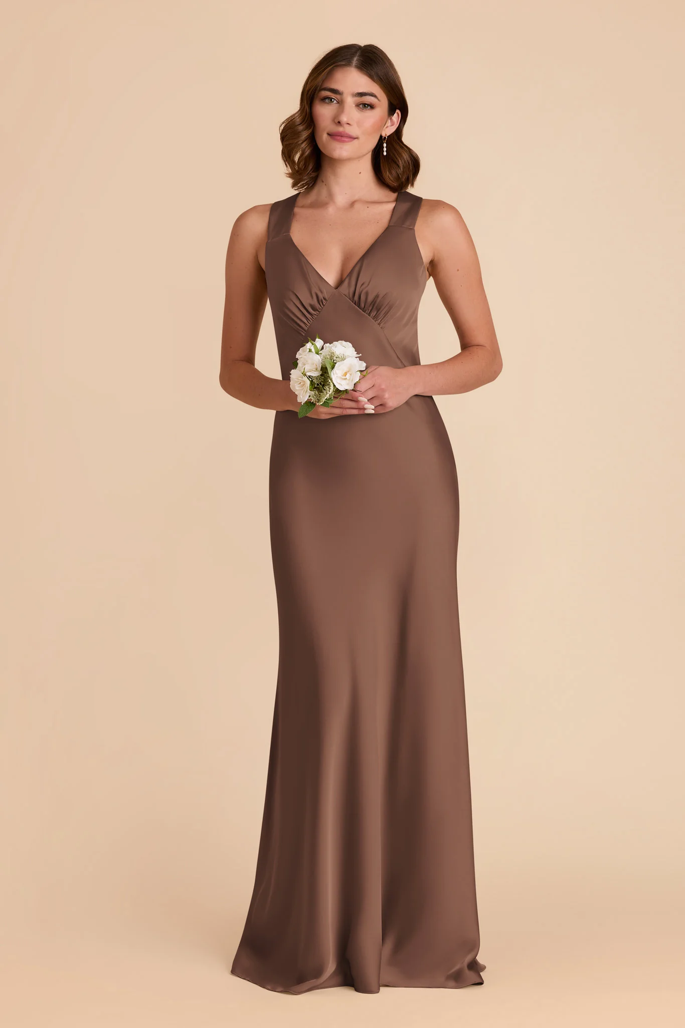 Veronica Matte Satin Dress - Mocha - necksoother