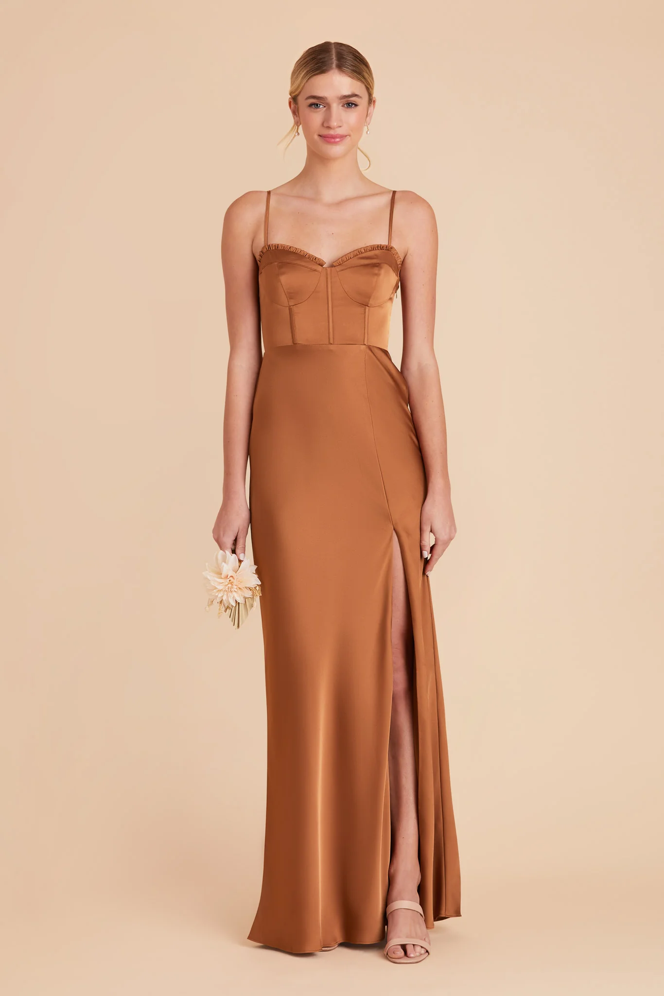 Jessica Matte Satin Dress - Rust - necksoother