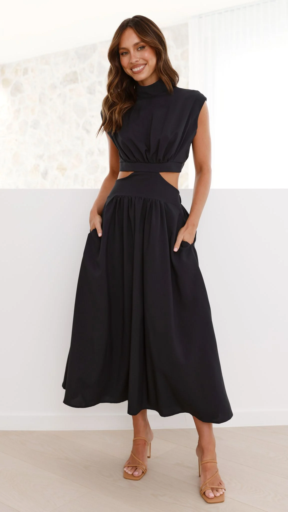 Maddison Midi Dress - Black - necksoother
