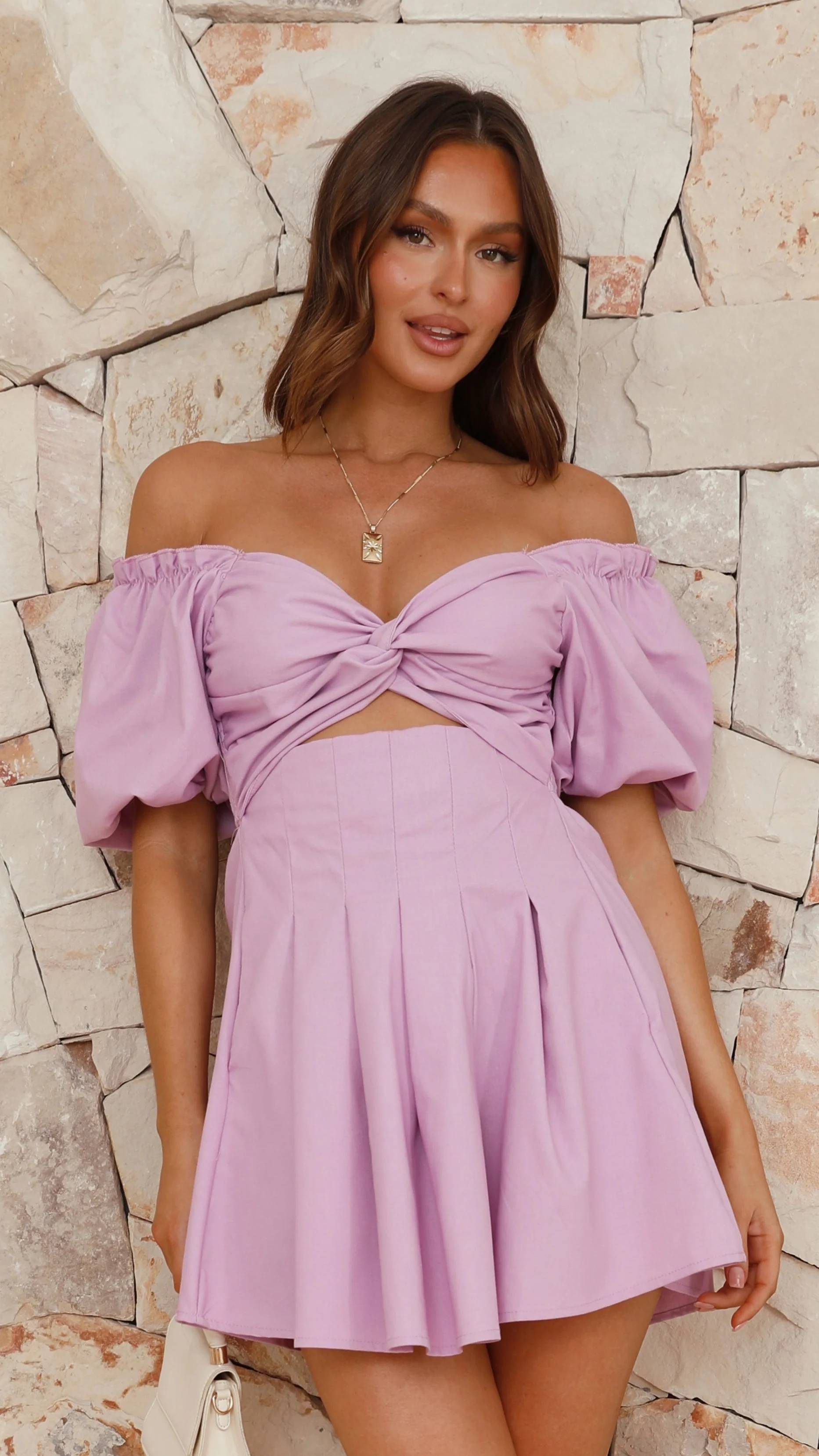 Stelle Mini Dress - Lilac - necksoother