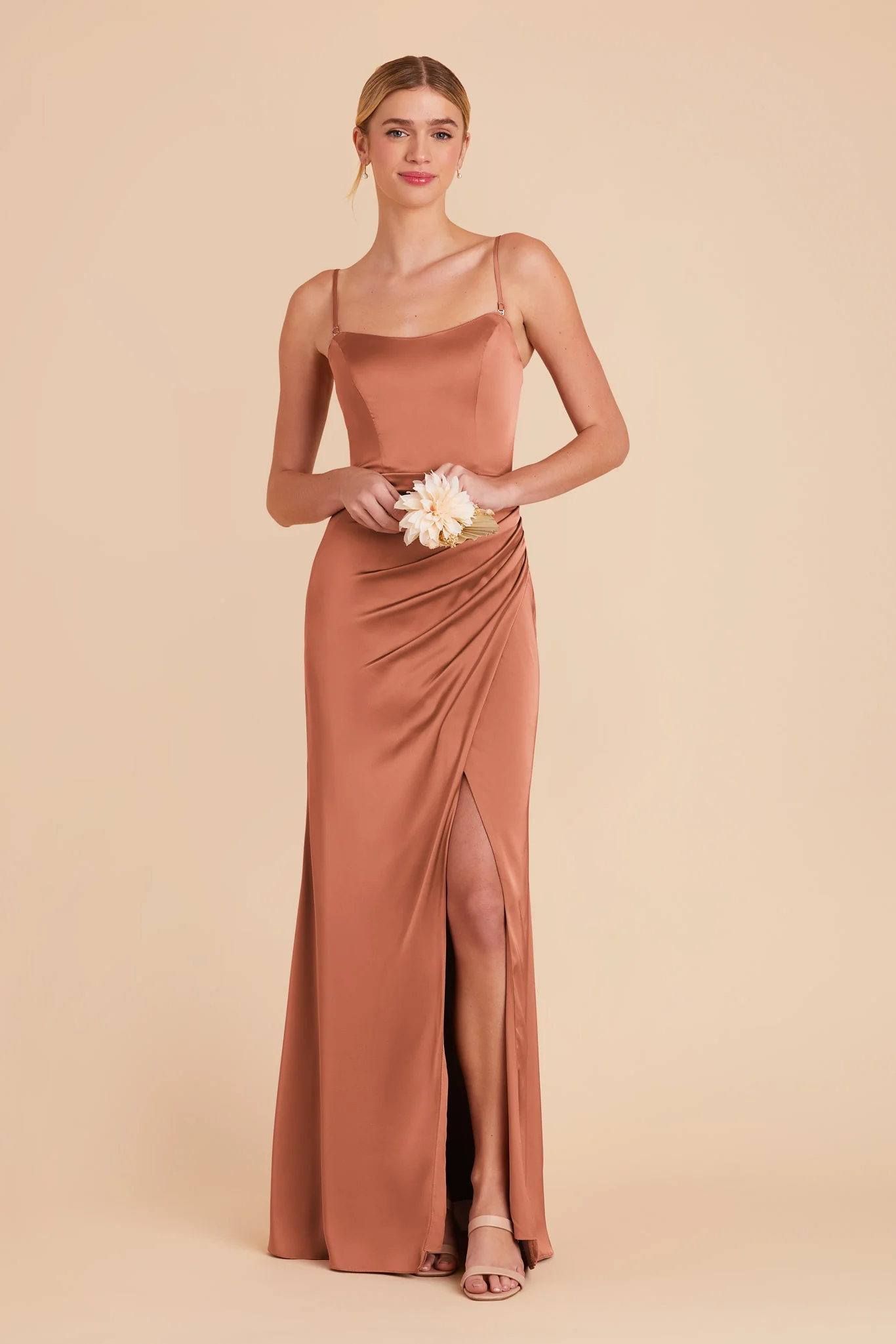 Anne Matte Satin Dress - Terracotta - necksoother